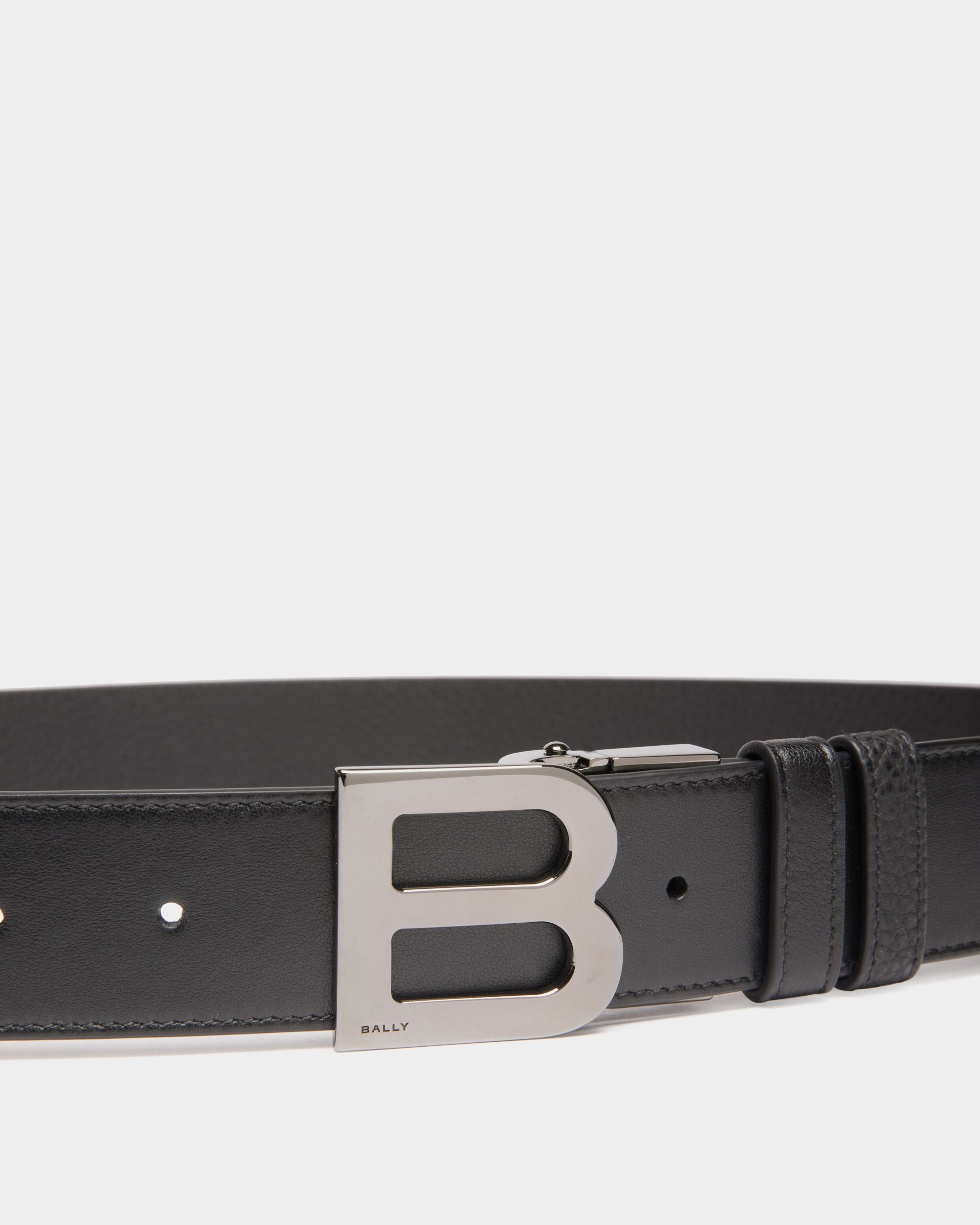B Logo 35mm Reversible And Adjustable Belt in Black Leather - Hombre - Bally - 04