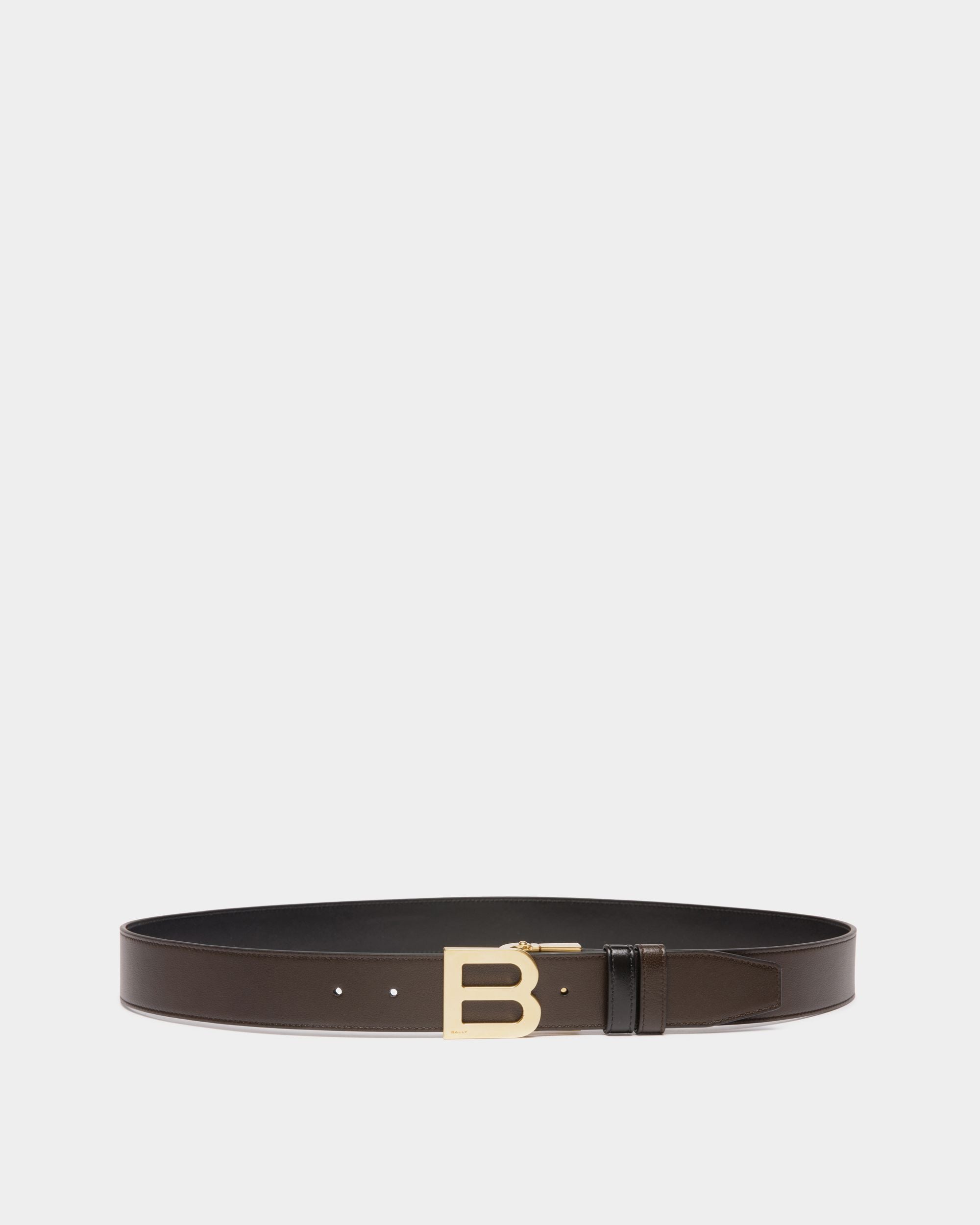 B Logo 35mm Reversible And Adjustable Belt in Brown And Black Leather - Hombre - Bally - 01
