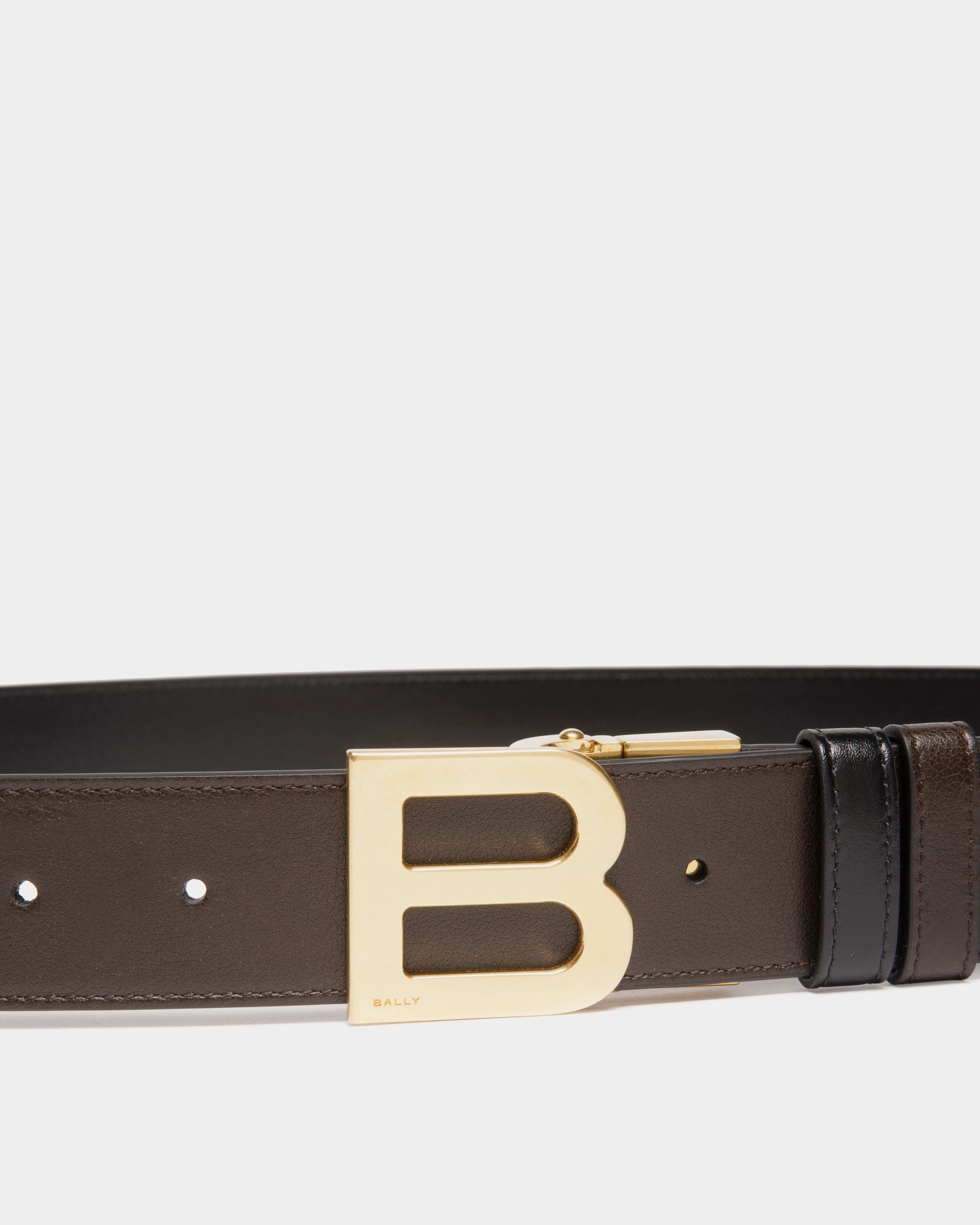 B Logo 35mm Reversible And Adjustable Belt in Brown And Black Leather - Hombre - Bally - 03