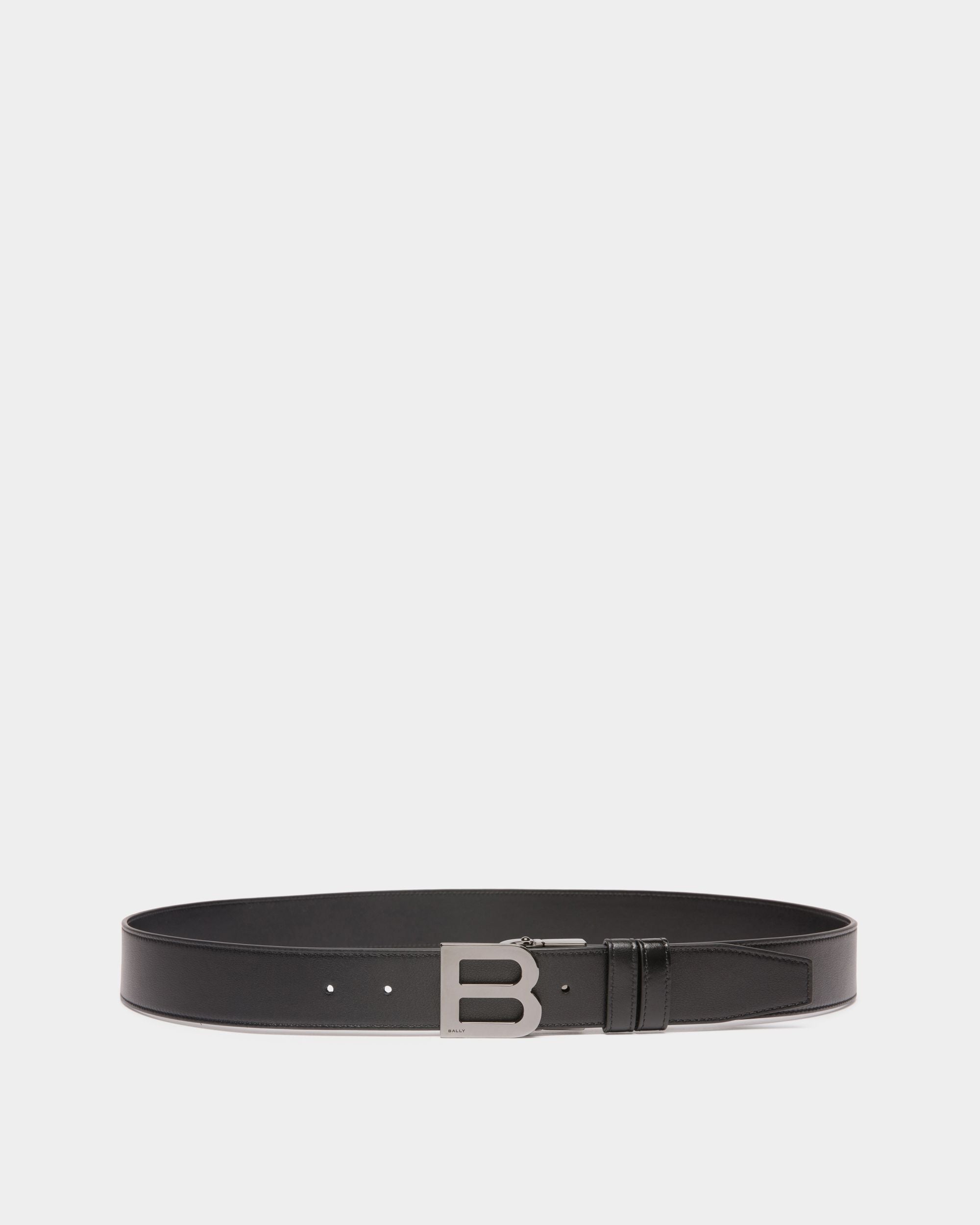 B Logo 35mm Reversible And Adjustable Belt in Black Leather - Hombre - Bally - 01