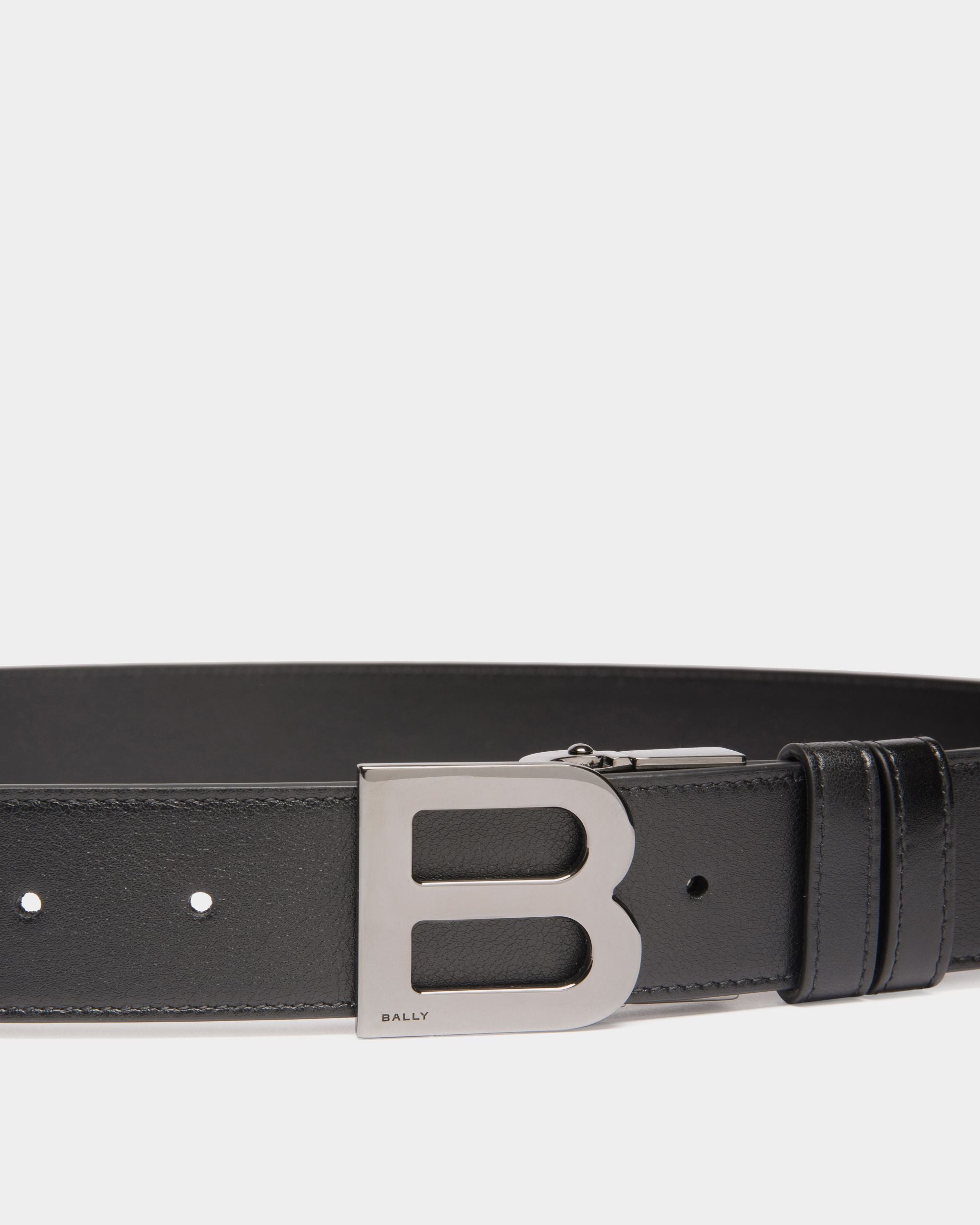 B Logo 35mm Reversible And Adjustable Belt in Black Leather - Hombre - Bally - 03