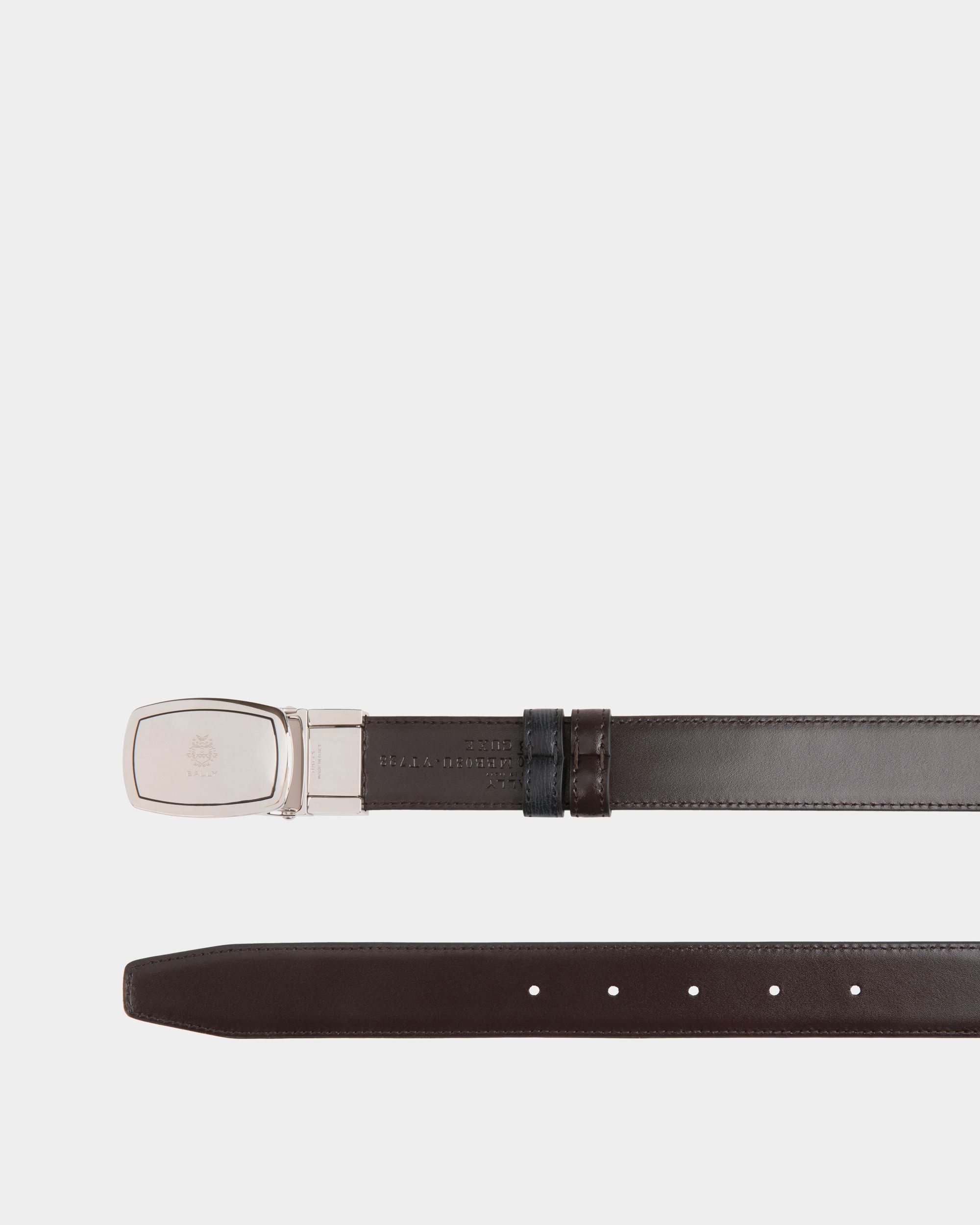 Govin 30mm Reversible And Adjustable Belt in Black And Ebano Leather - Hombre - Bally - 02