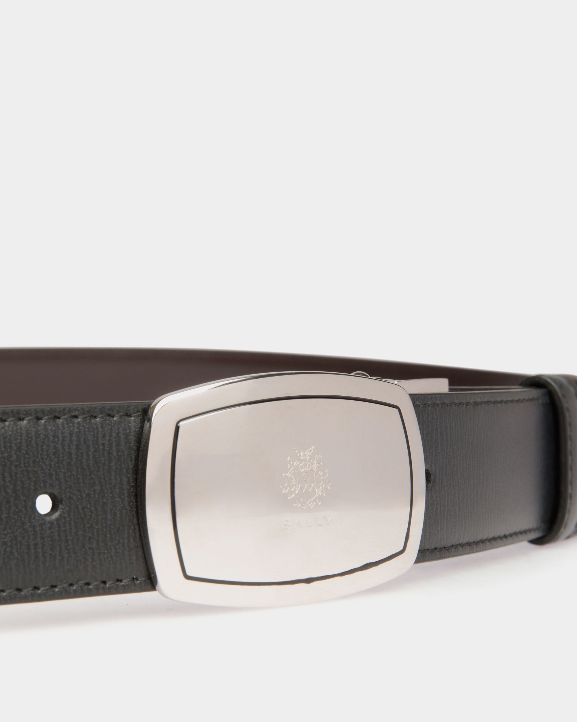 Govin 30mm Reversible And Adjustable Belt in Black And Ebano Leather - Hombre - Bally - 03