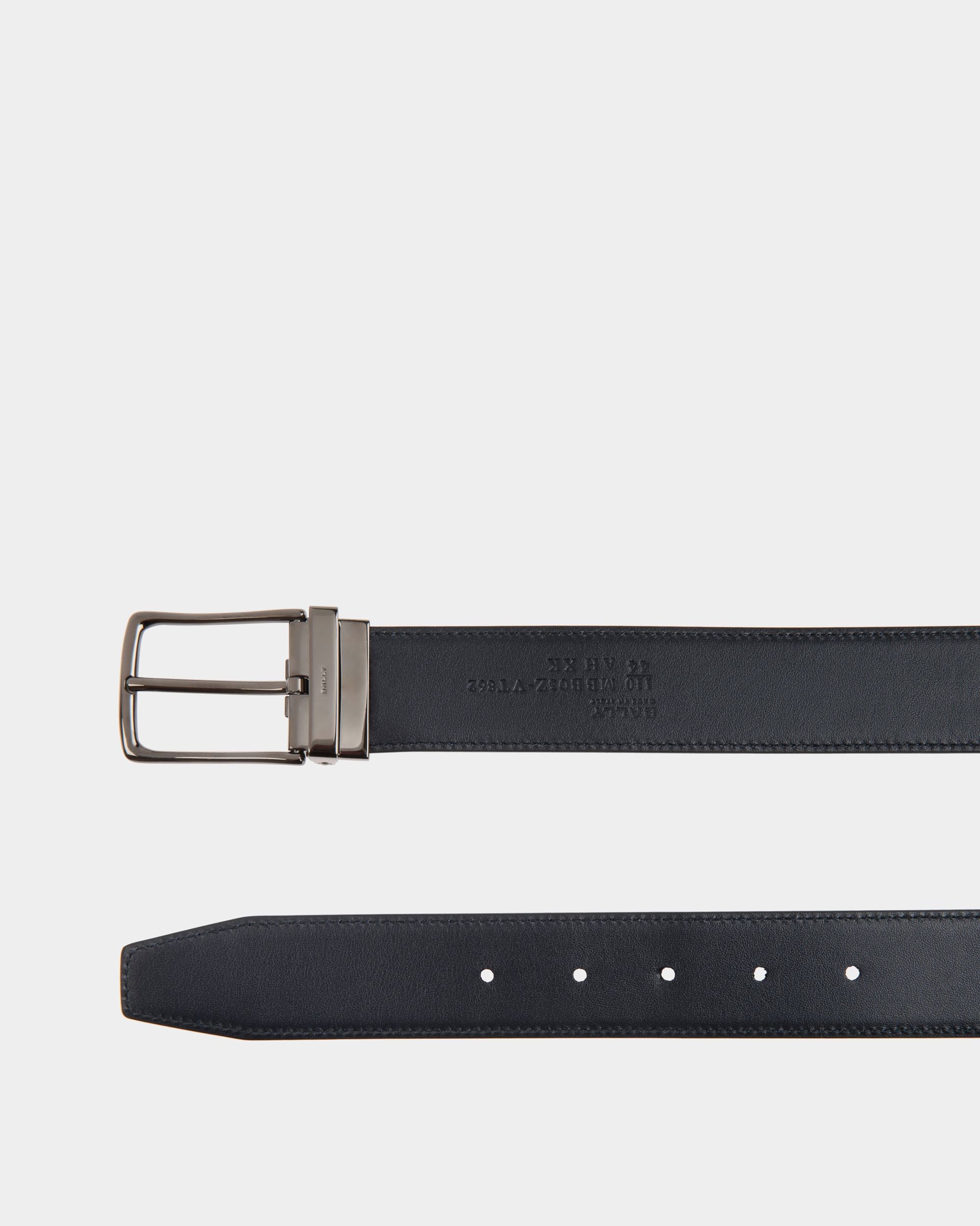 Ketter 35mm Reversible And Adjustable Belt in Black And Navy Blue Leather - Men's - Bally - 02