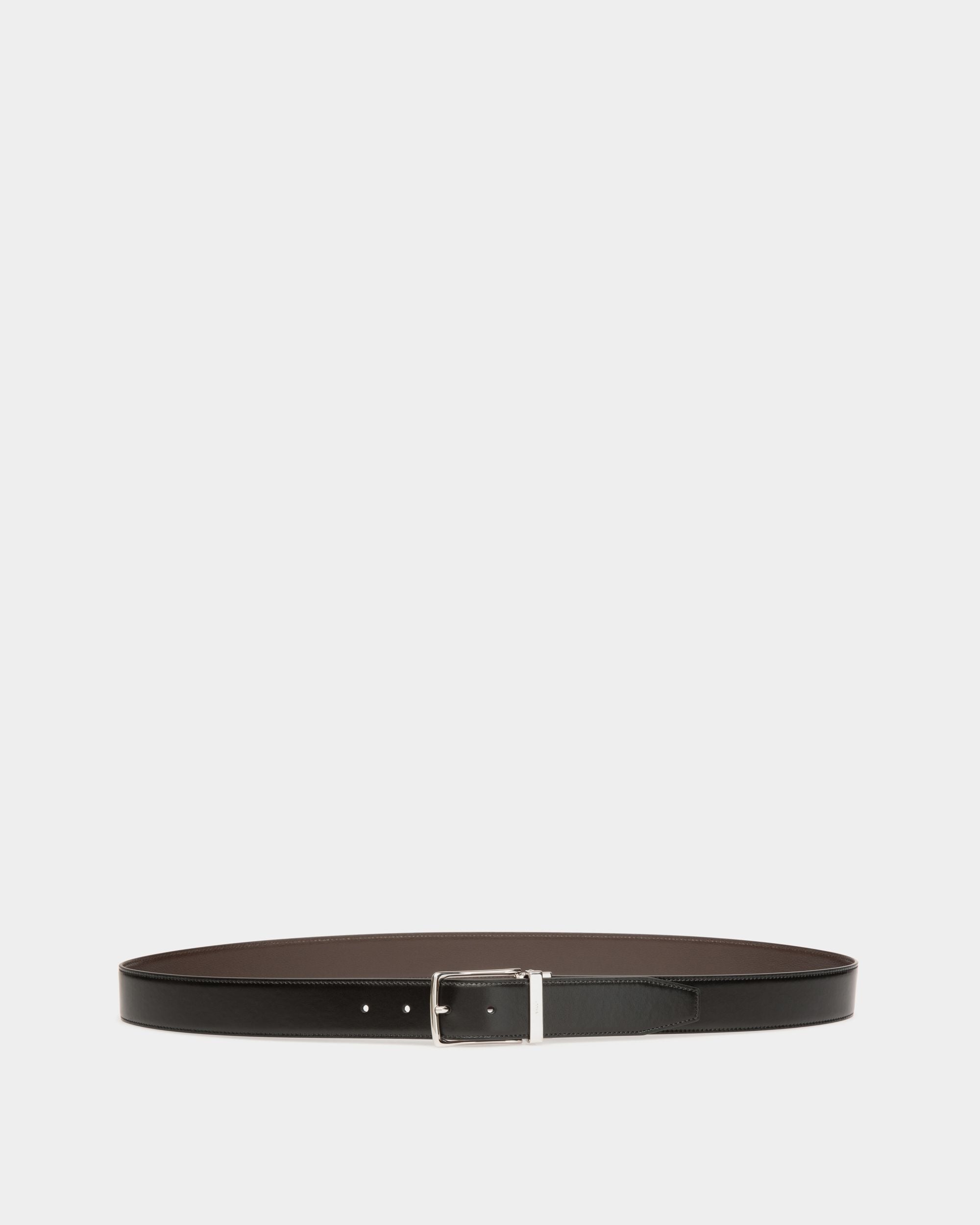 Cinturón Ketter De 35 Mm Ajustable Y Reversible De Piel Ébano Y Negra - Hombre - Bally - 01