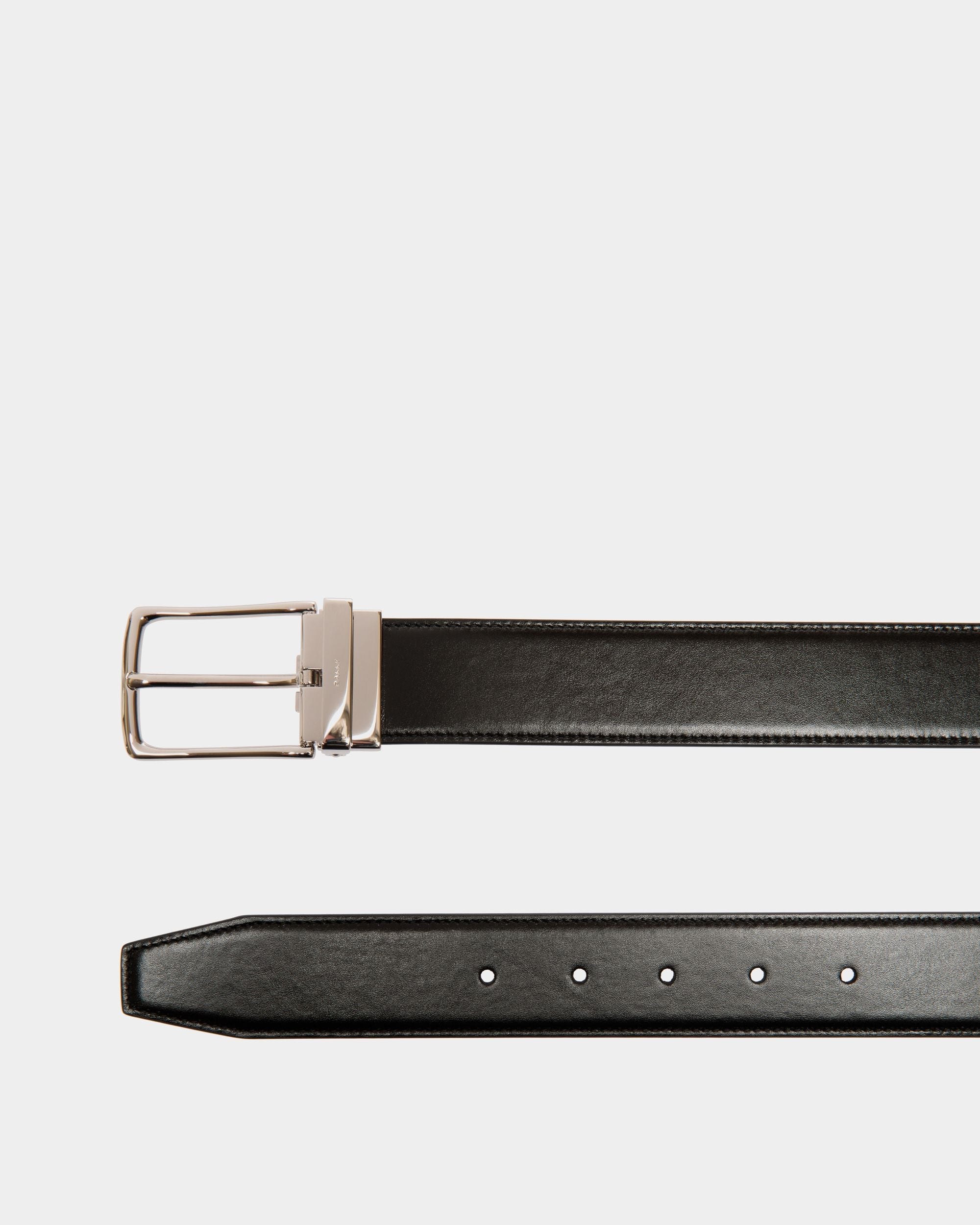 Cinturón Ketter De 35 Mm Ajustable Y Reversible De Piel Ébano Y Negra - Hombre - Bally - 02
