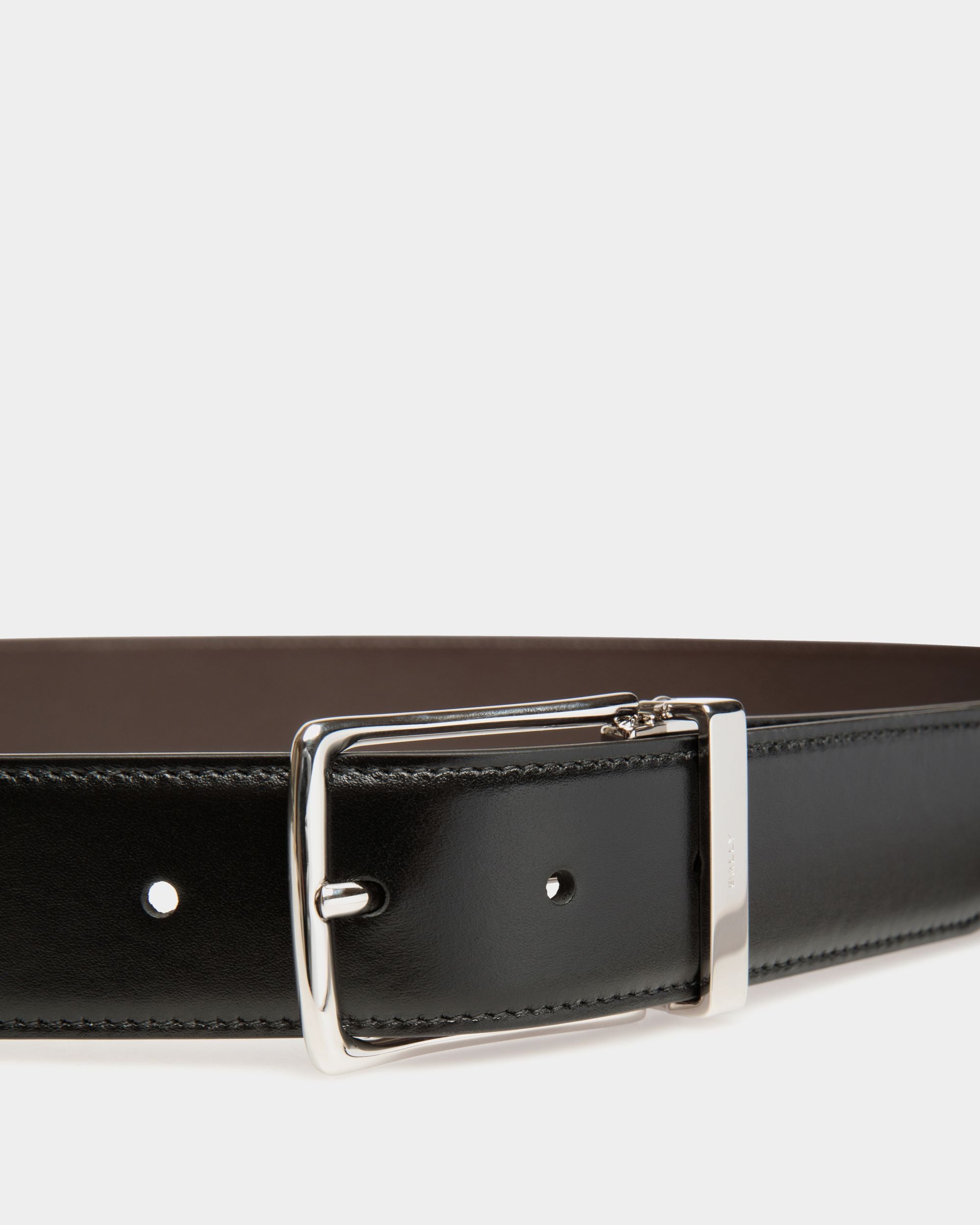 Cinturón Ketter De 35 Mm Ajustable Y Reversible De Piel Ébano Y Negra - Hombre - Bally - 03