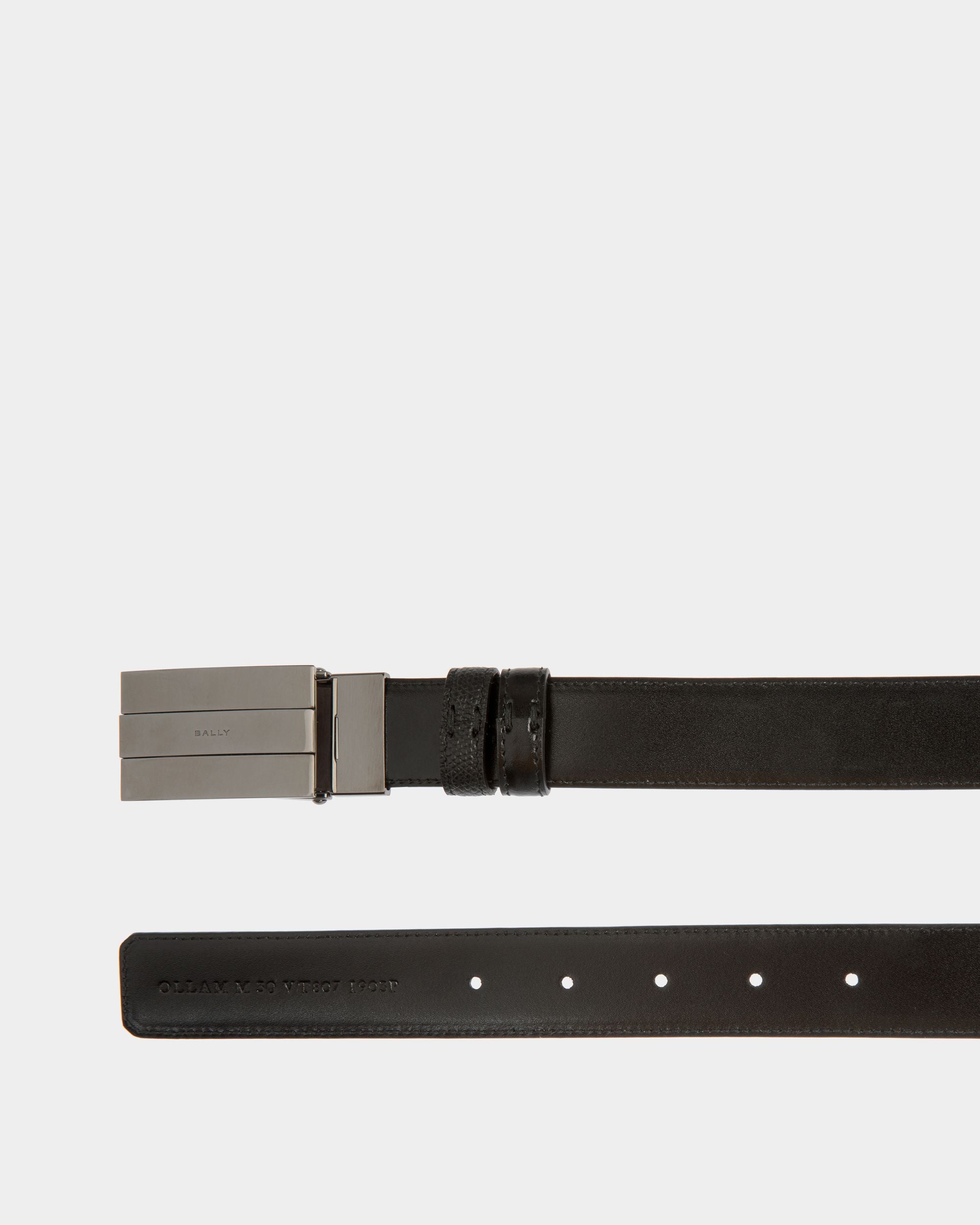 Cinturón Ollam De 30 mm Reversible Y Ajustable En Piel Negra - Hombre - Bally - 03