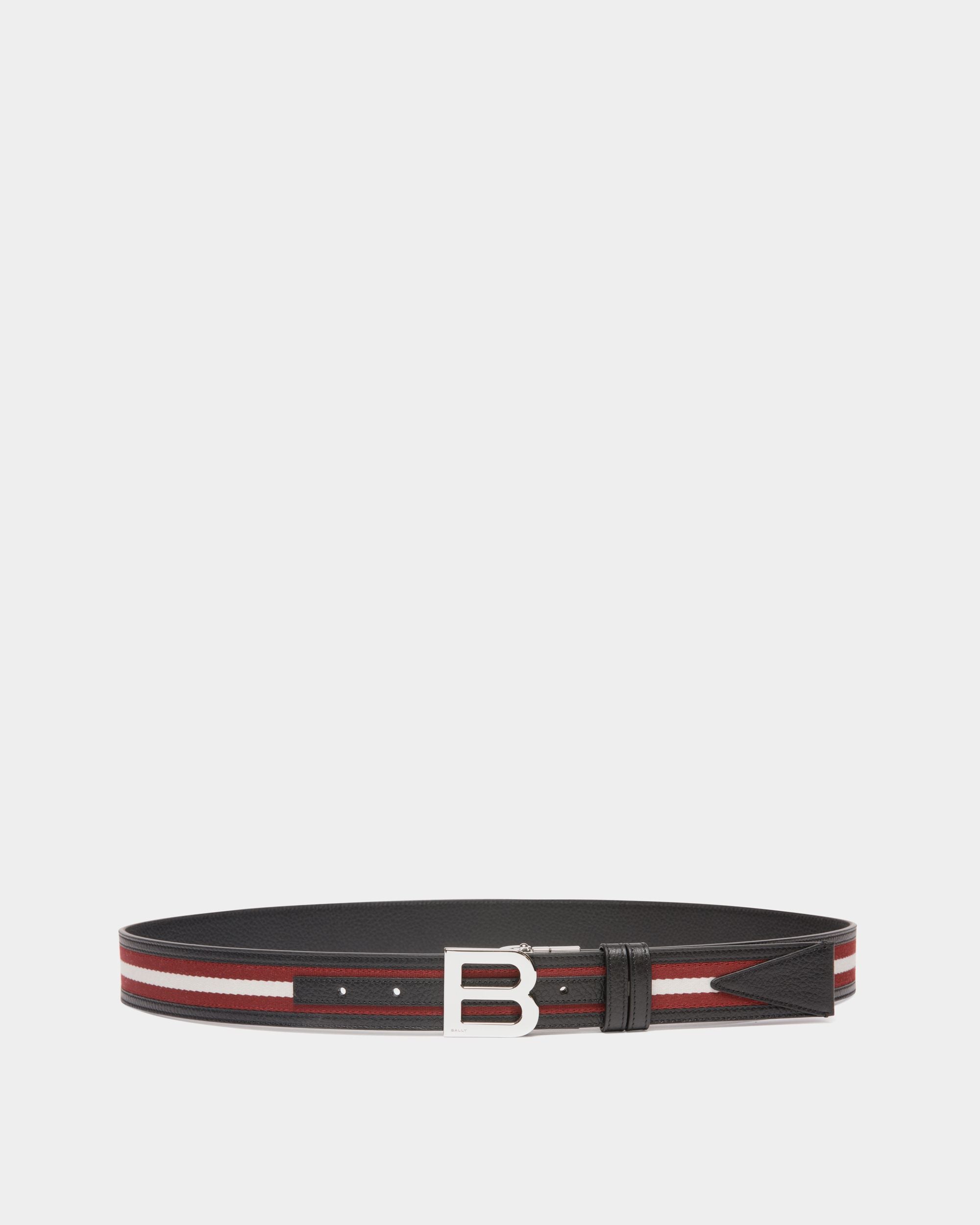Cinturón Reversible B Logo De 35 Mm De Piel Y Tela En Rojo Y Blanco - Hombre - Bally - 01