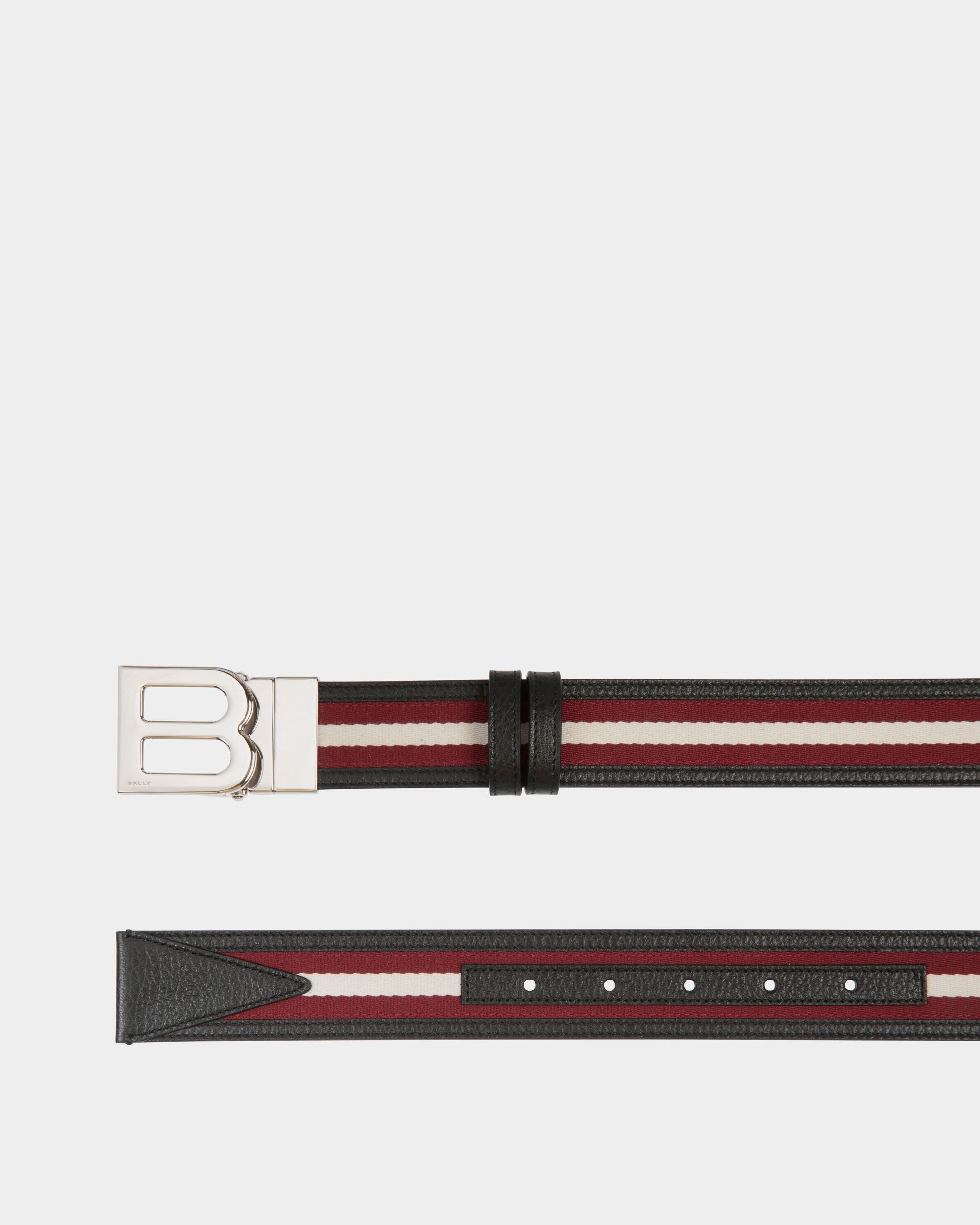 Cinturón Reversible B Logo De 35 Mm De Piel Y Tela En Rojo Y Blanco - Hombre - Bally - 03