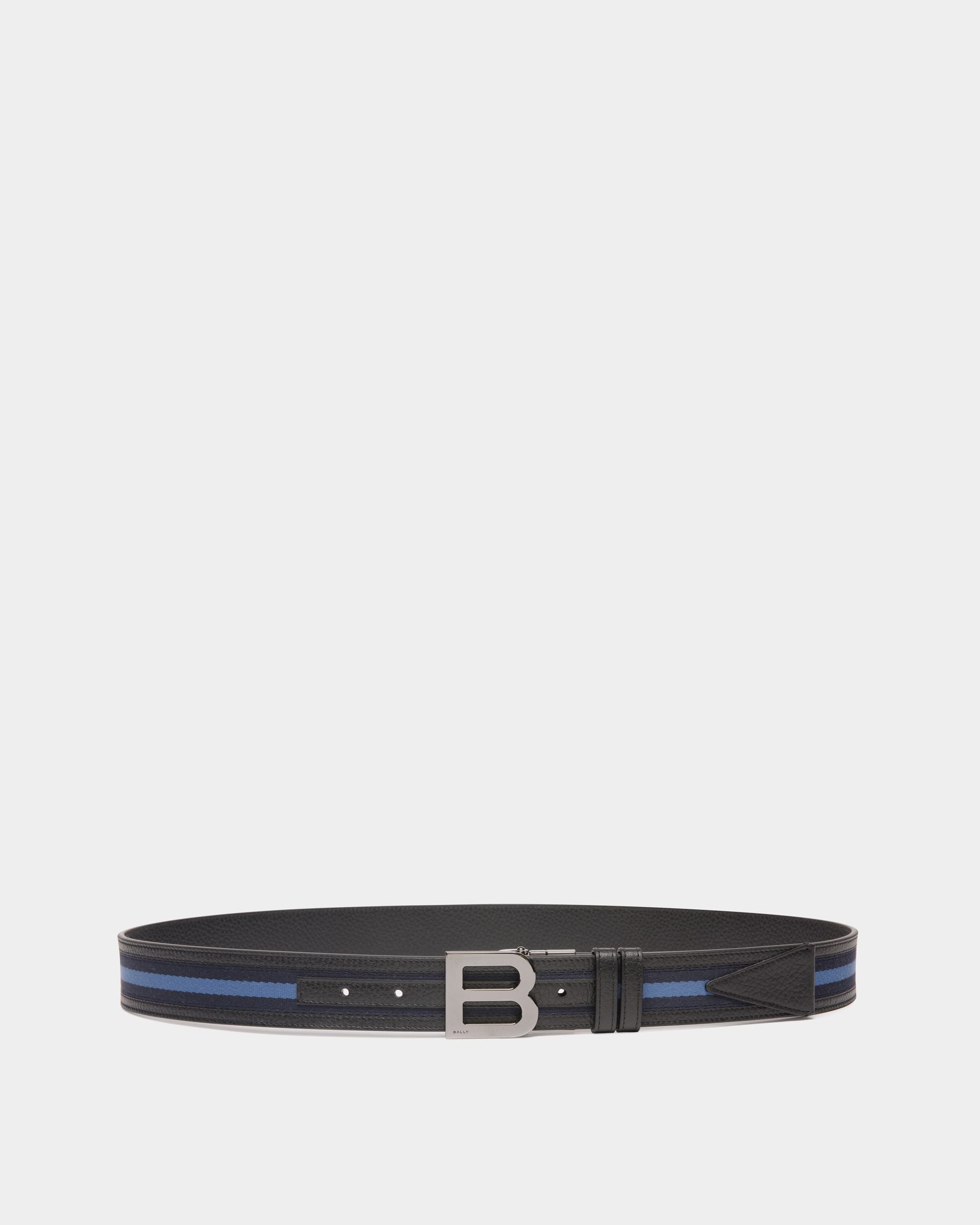Cinturón Reversible B Logo De 35 mm En Tejido Y Piel Navy Blue Y Light Blue - Hombre - Bally - 01