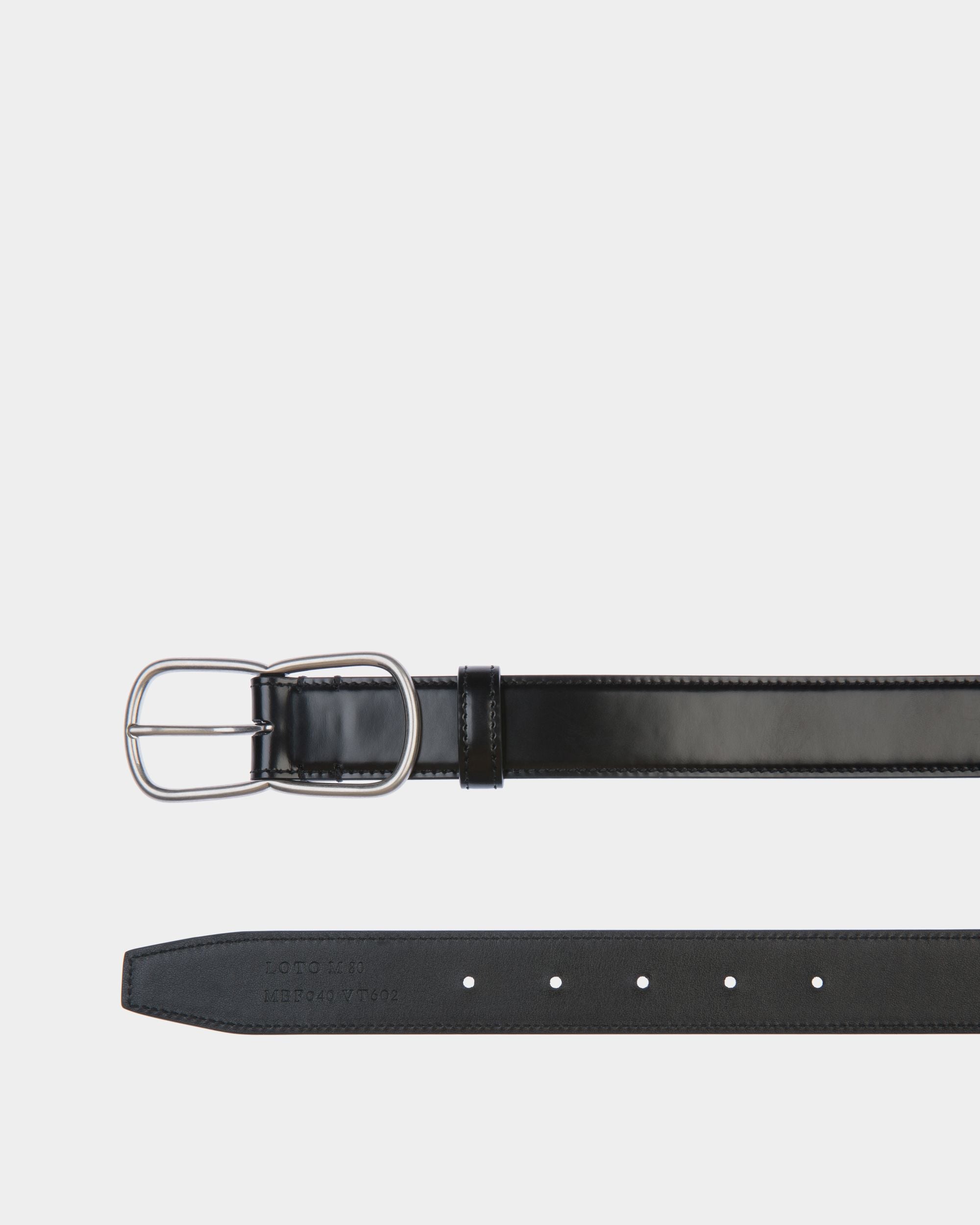 Loto 30mm Belt in Black Brushed Leather - Men's - Bally - 02