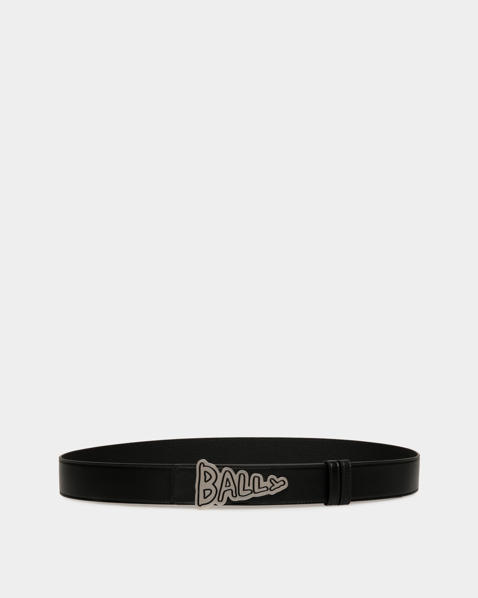 Cinturón Reversible De 35 Mm De Piel Negra Con Logo Pennant - Hombre - Bally - 01