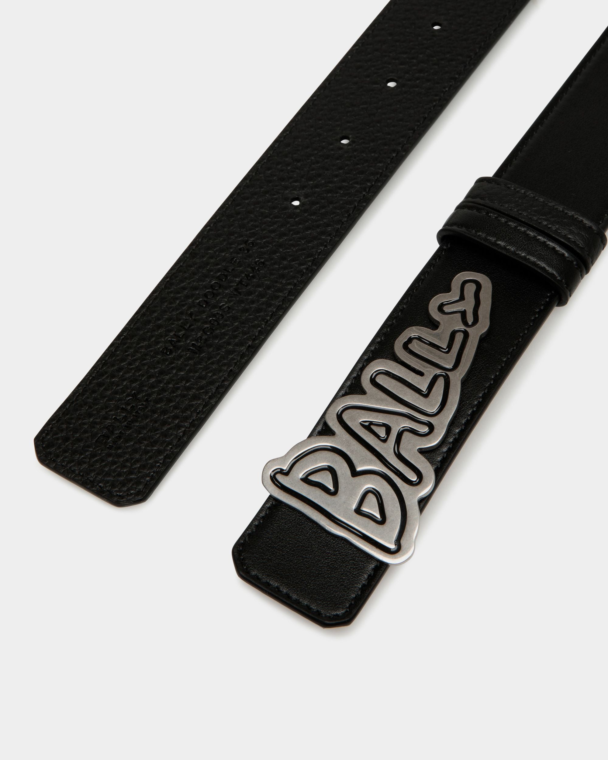 Cinturón Reversible De 35 Mm De Piel Negra Con Logo Pennant - Hombre - Bally - 02