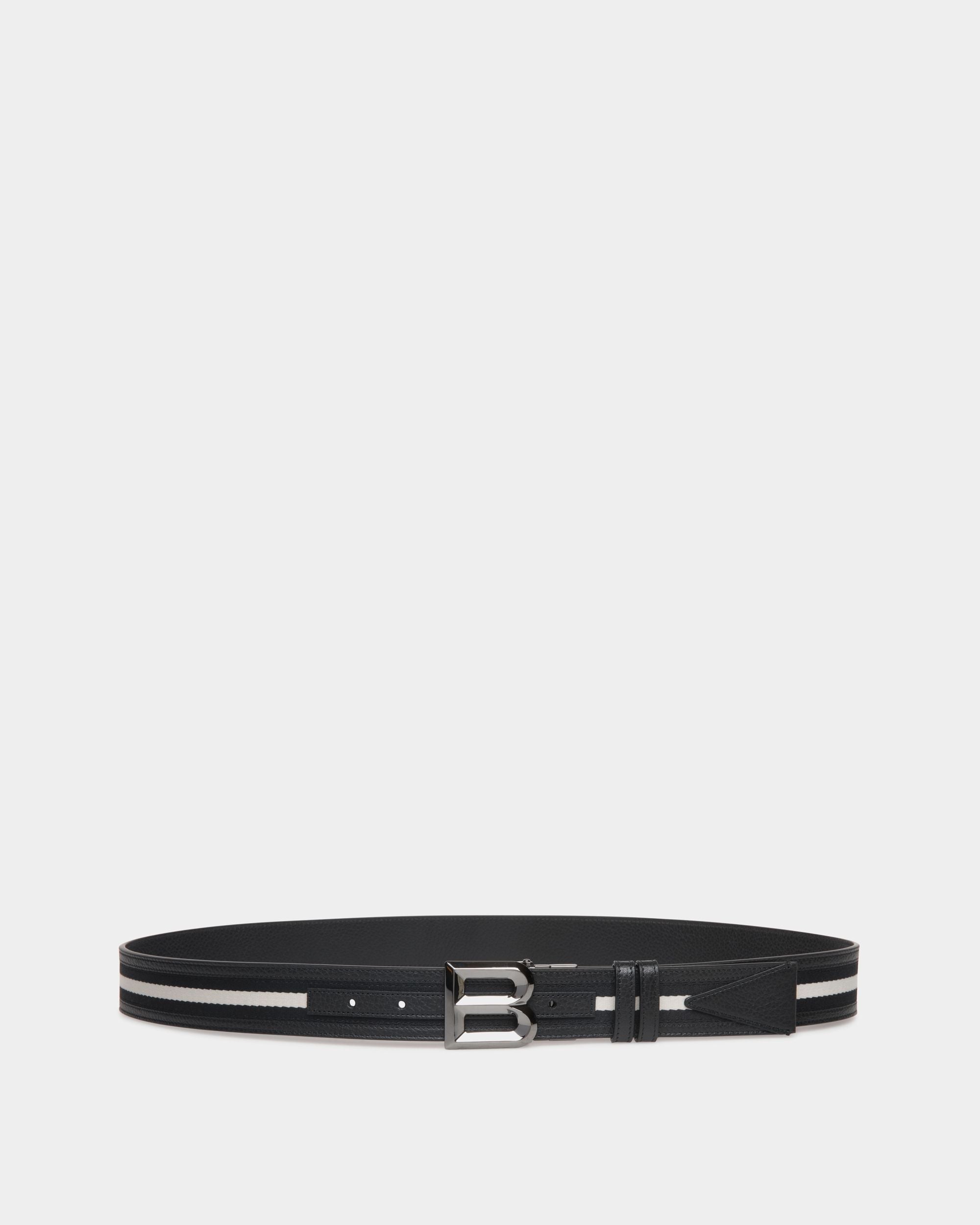 Cinturón Reversible B Bold 35 Mm De Tela Y Piel Negra Y Blanca - Hombre - Bally - 01