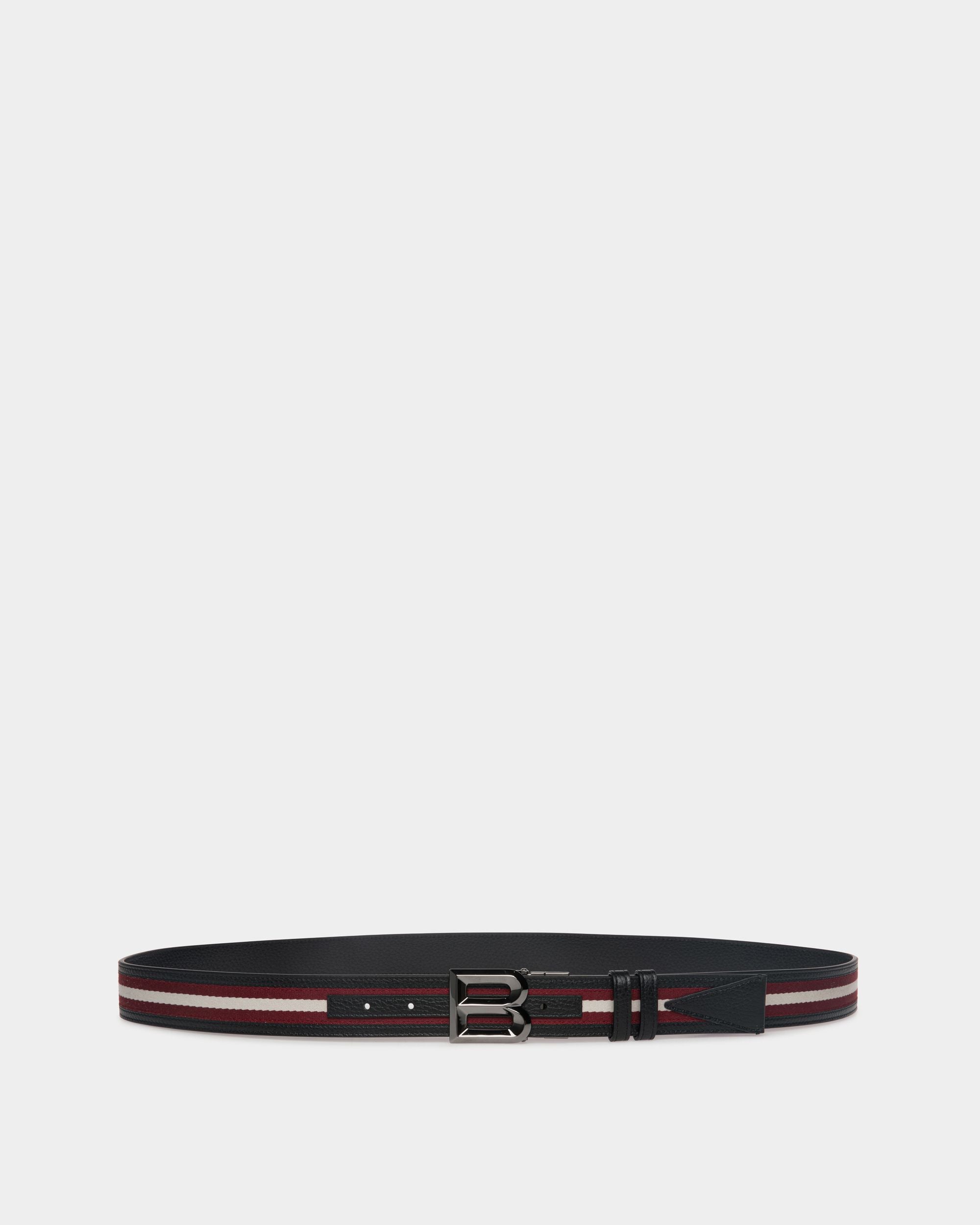 B Bold 35mm Reversible Belt In Red And White Fabric And Leather - Men's - Bally - 01