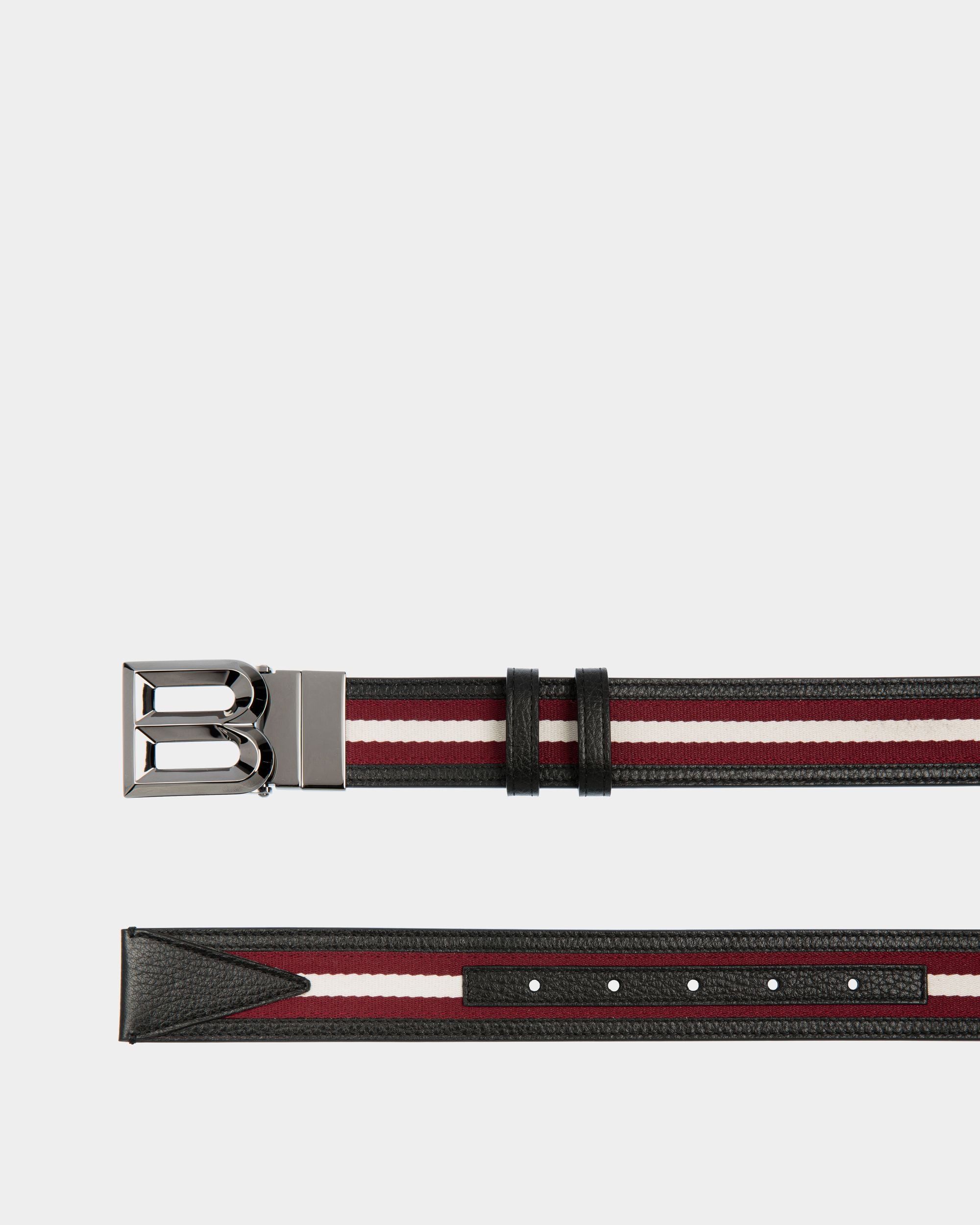 B Bold 35mm Reversible Belt In Red And White Fabric And Leather - Men's - Bally - 02