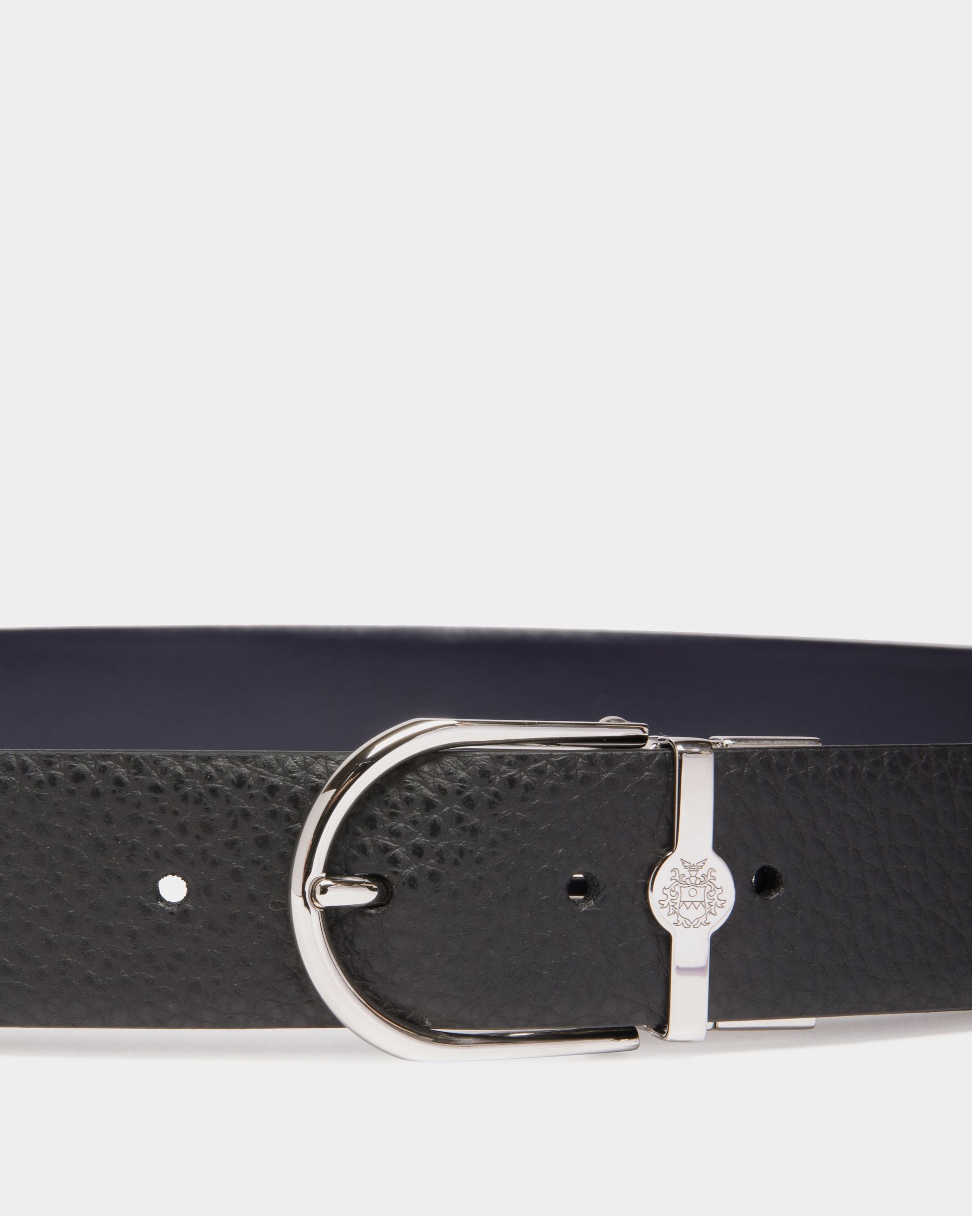Hanky 35mm Reversible Belt in Black And Navy Blue Leather - Hombre - Bally - 03