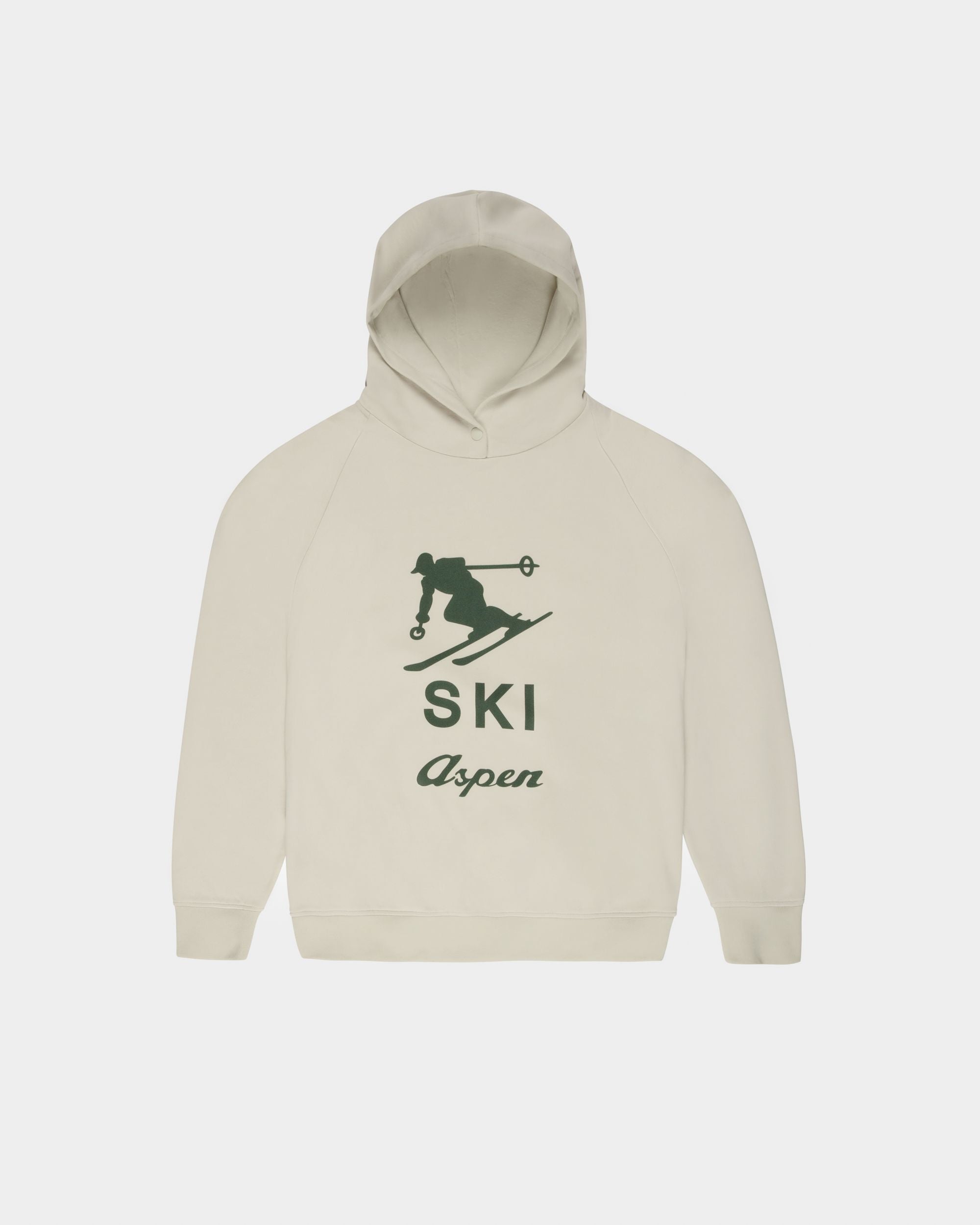 Curling Collection Hoodie in Grey Cotton with a Ski Aspen Print - Men's - Bally - 01