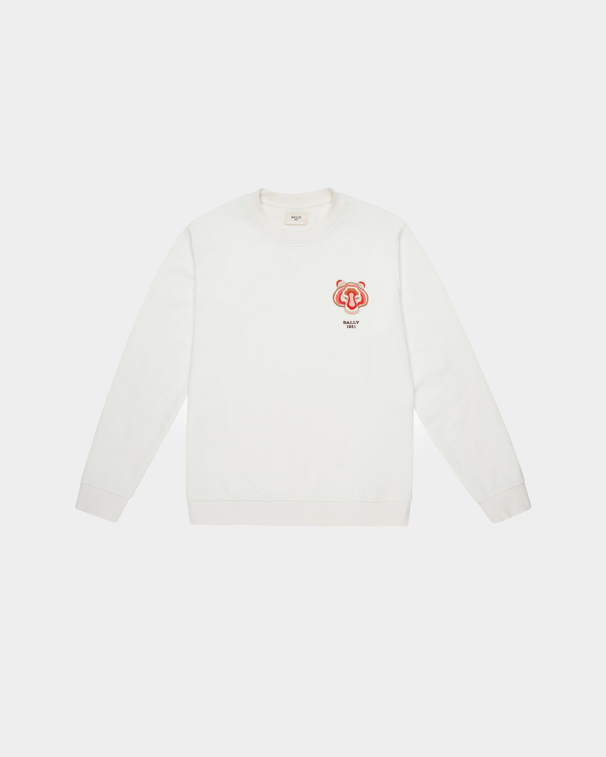 Tiger Sweatshirt En Algodón Orgánico De Color Crema - Hombre - Bally - 01