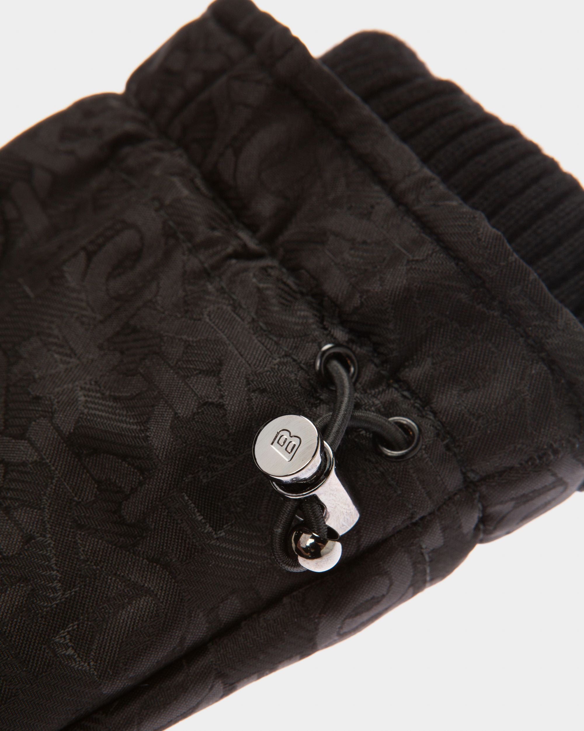 Drawstring Detail Gloves In Black Fabric - Men's - Bally - 02