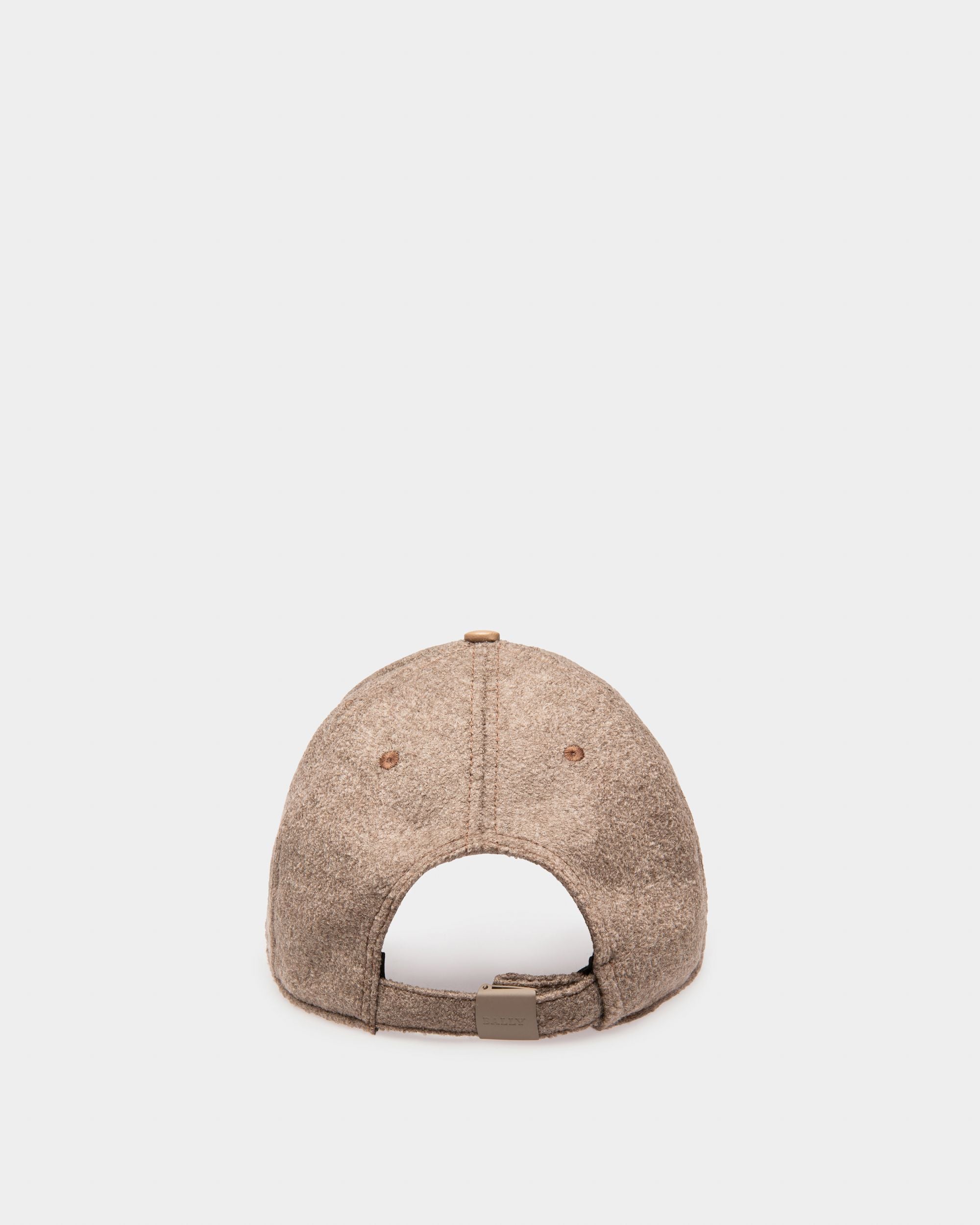 Brushed Baseball Cap In Beige Wool Mix - Men's - Bally - 02