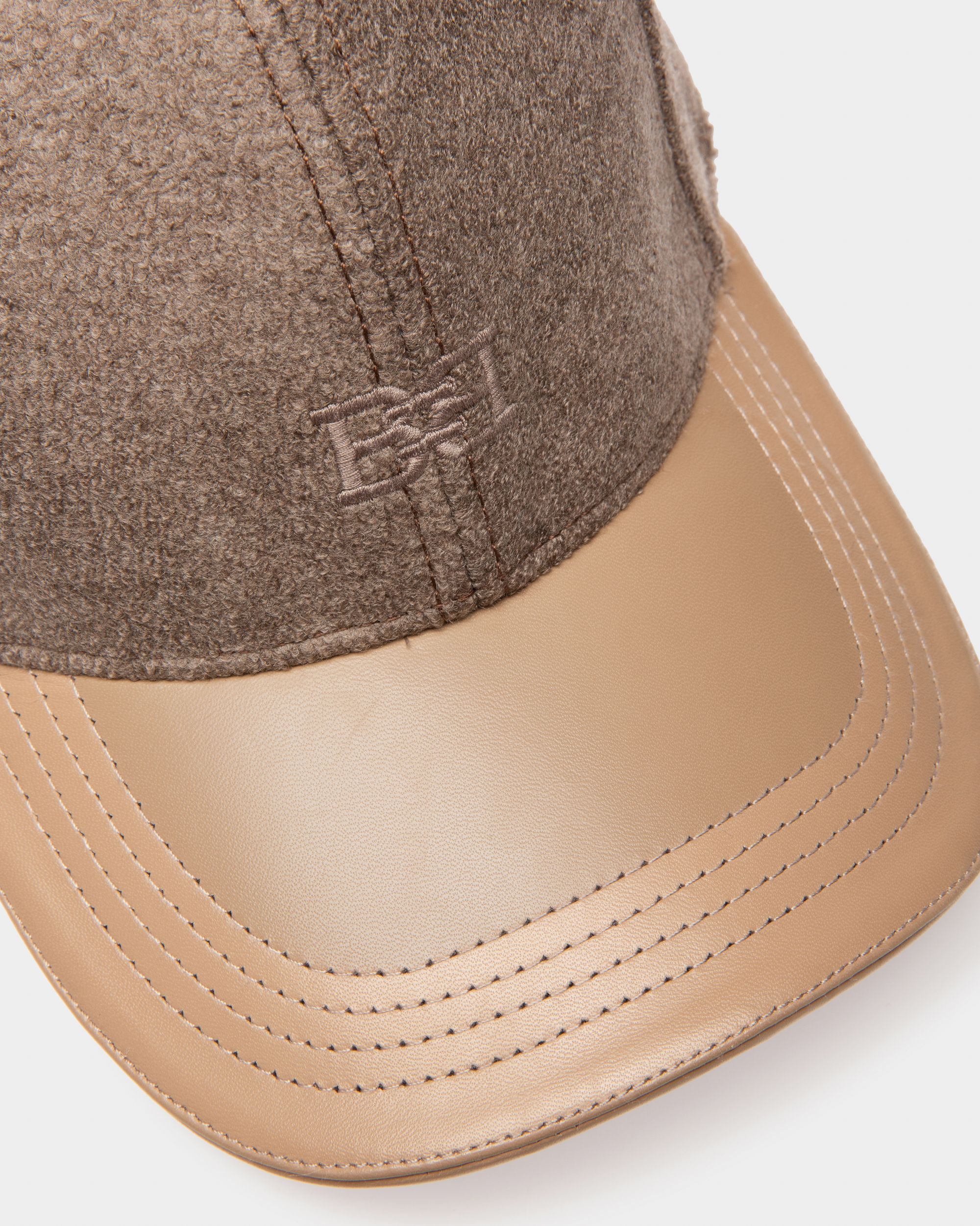 Brushed Baseball Cap In Beige Wool Mix - Men's - Bally - 03