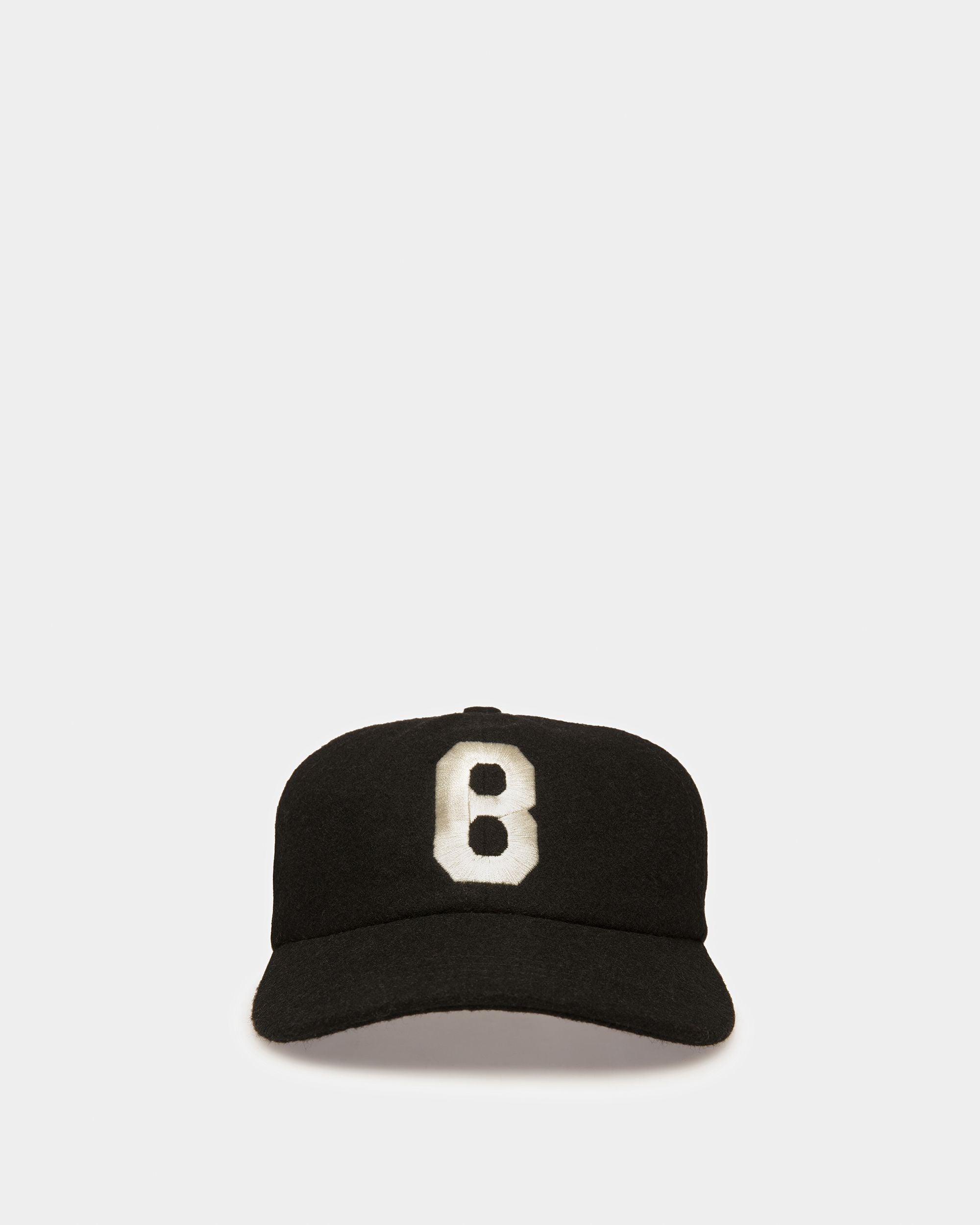 Embroidered Baseball Hat In Black Wool - Men's - Bally - 01