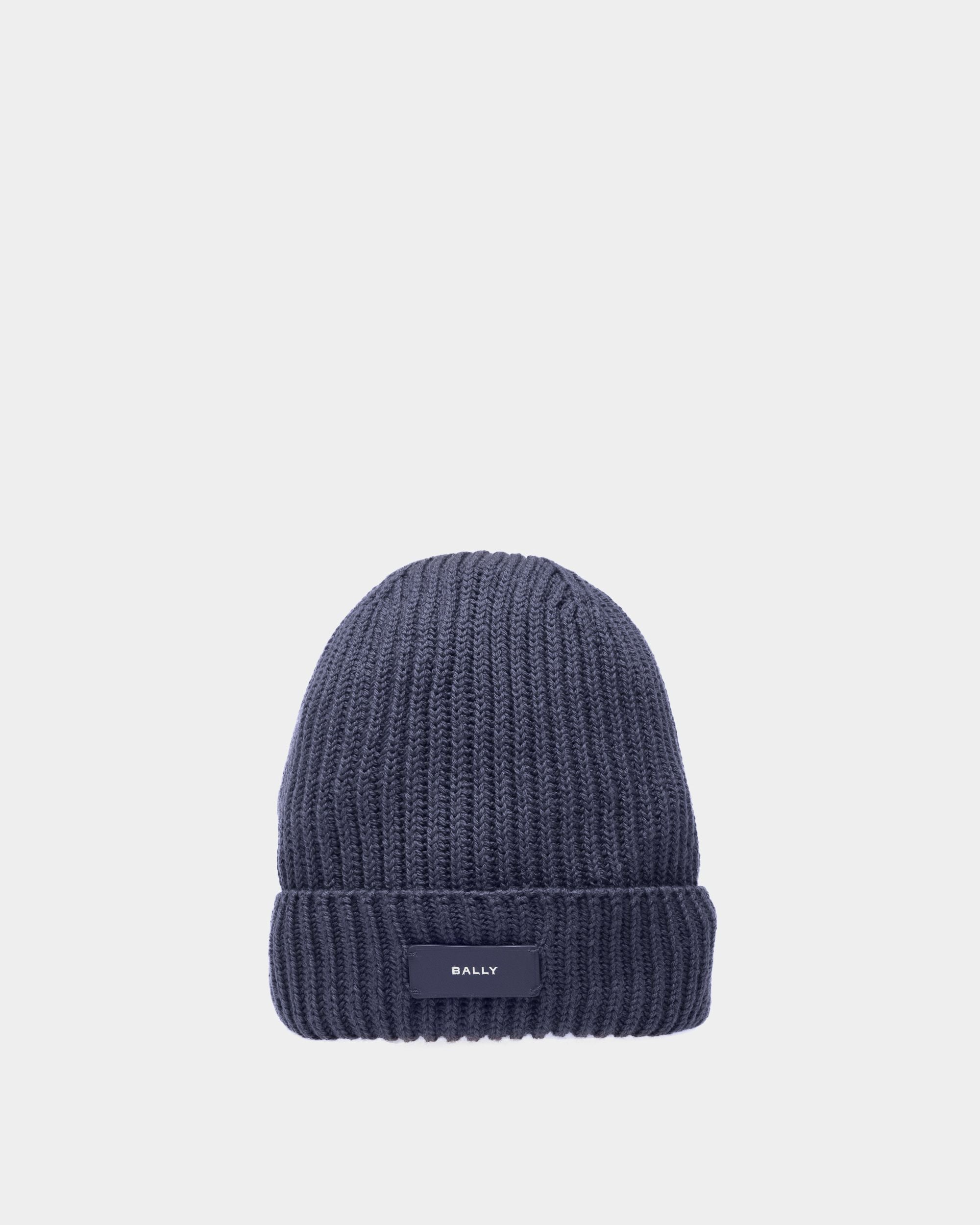 Gorro Acanalado De Color Azul Medianoche - Hombre - Bally - 01