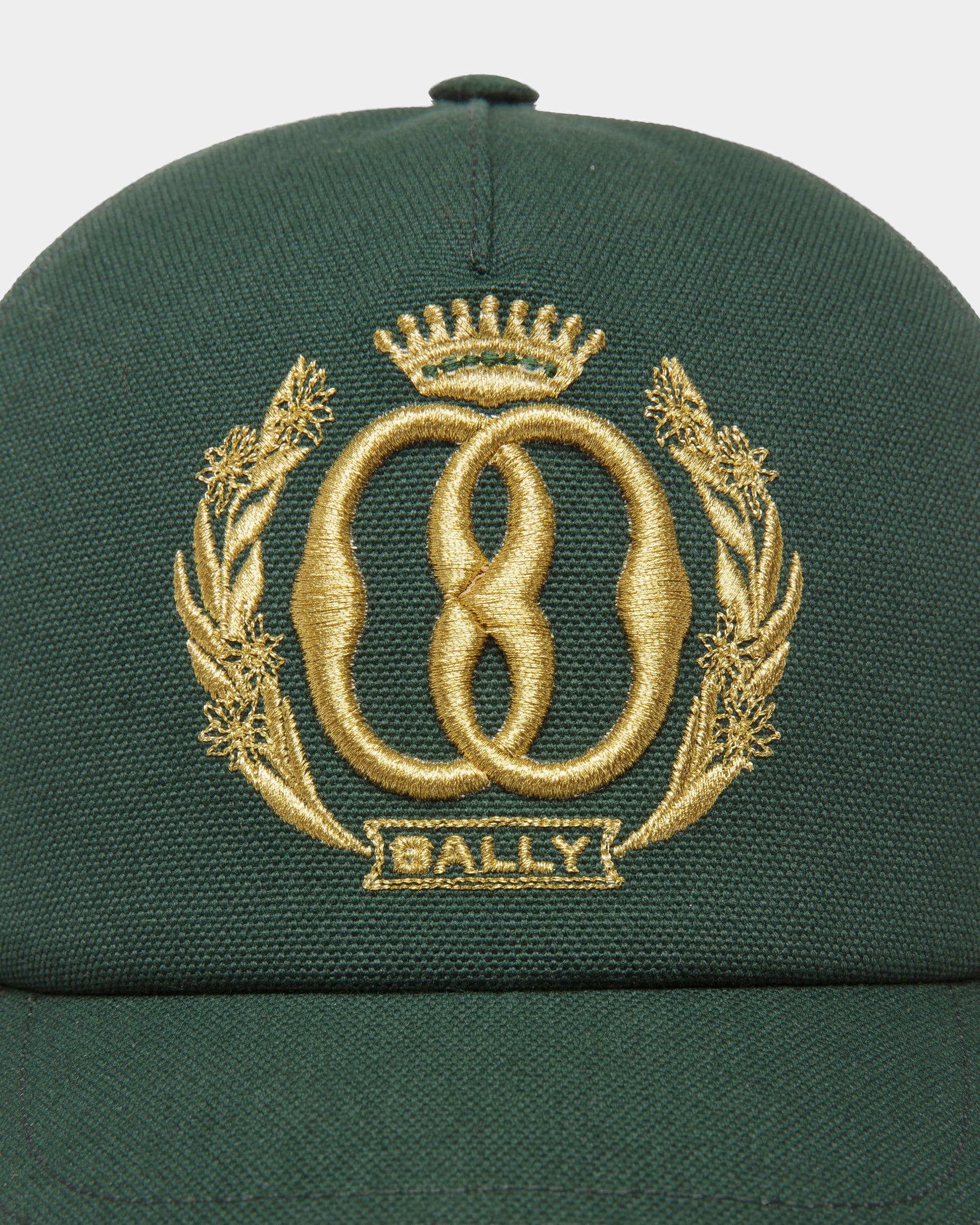 Emblem Baseball Hat In Green Cotton - Men's - Bally - 03
