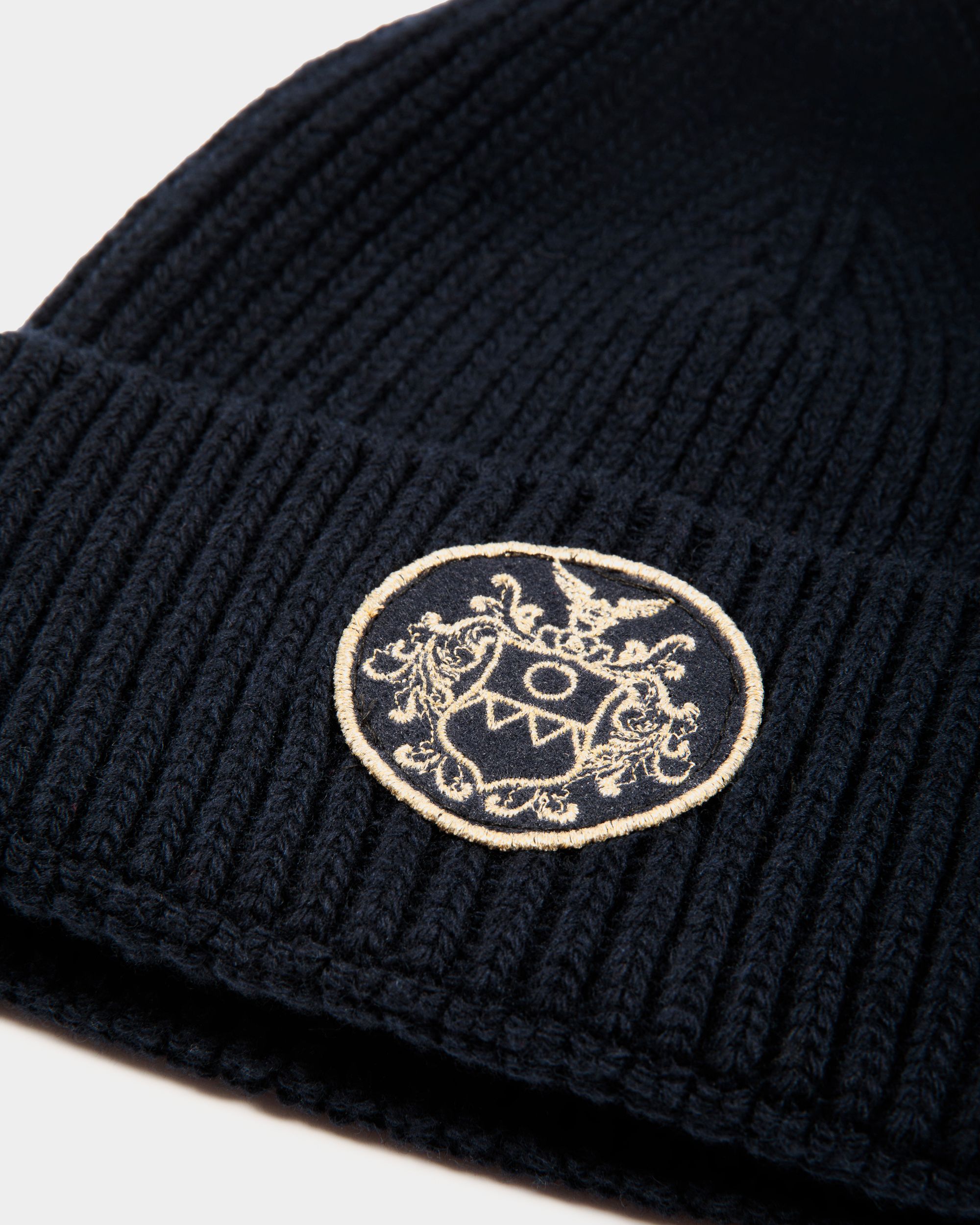 Adrien Brody Travel Collection Beanie In Navy Blue Wool - Men's - Bally - 02