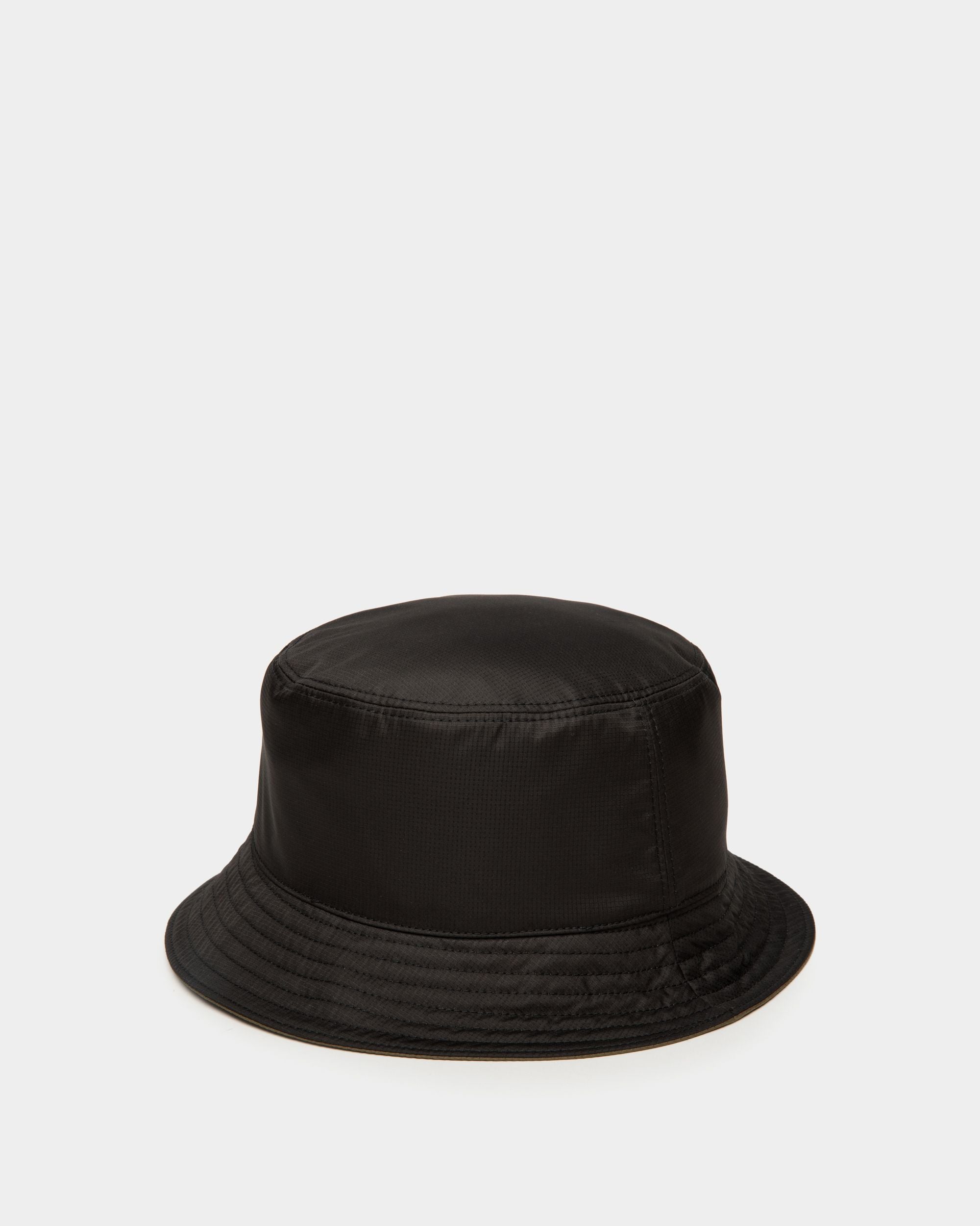 Reversible Bucket With Bally Crest Logo In Black And Olive Green Technical Fabric - Men's - Bally - 03