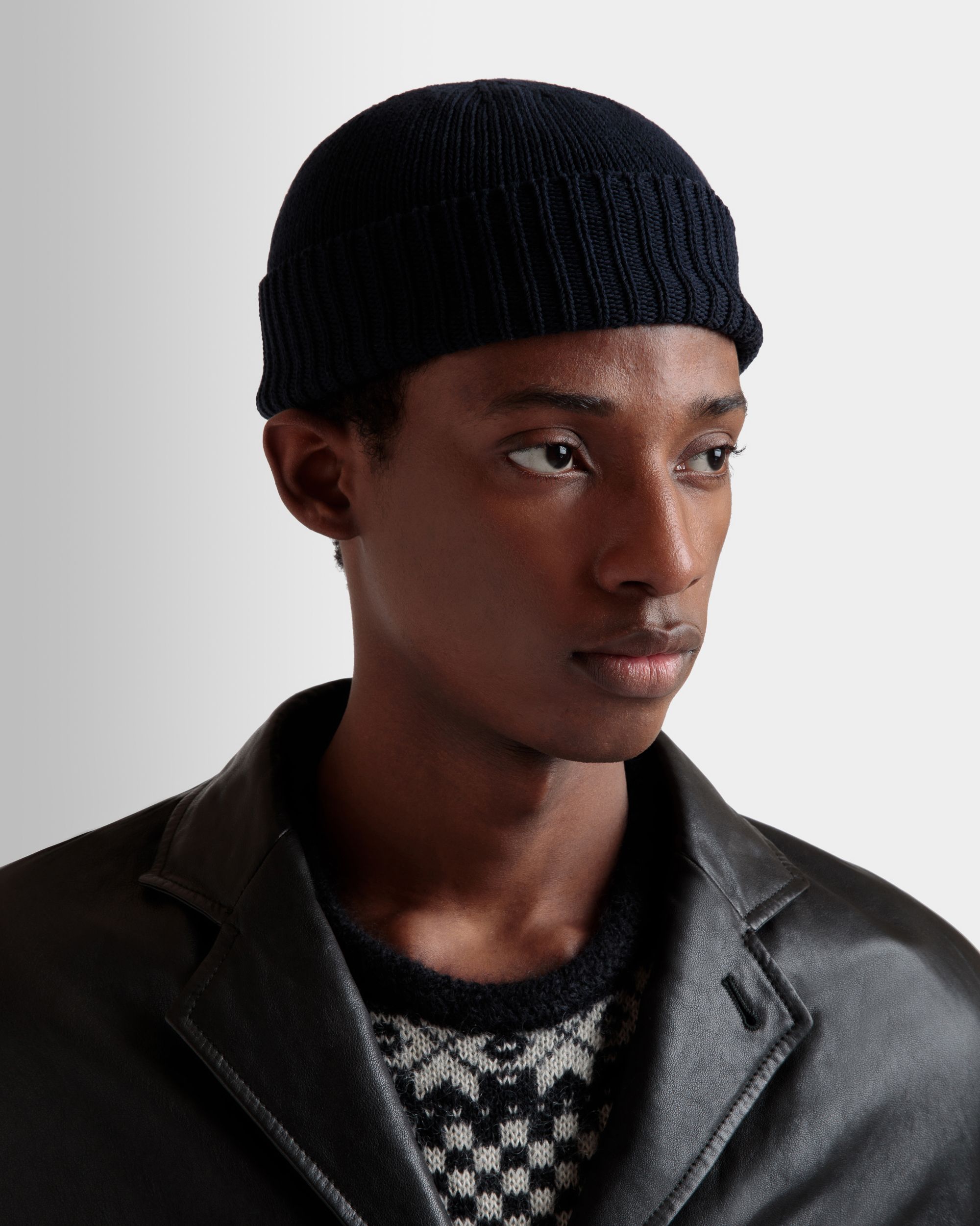 Beanie In Navy Blue Cashmere - Men's - Bally - 02