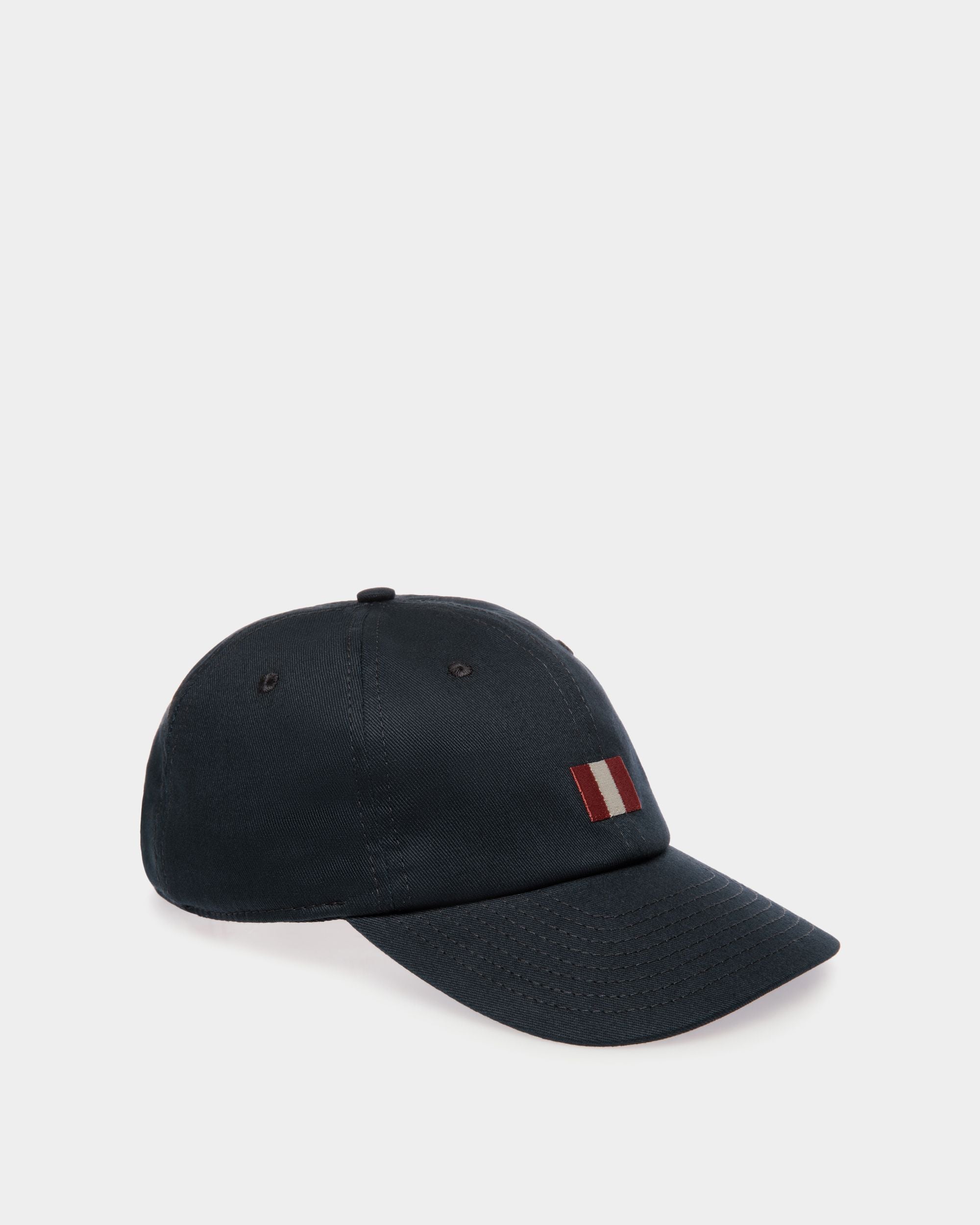 Baseball Hat With a Bally Flag in Navy Blue Cotton - Hombre - Bally - 01