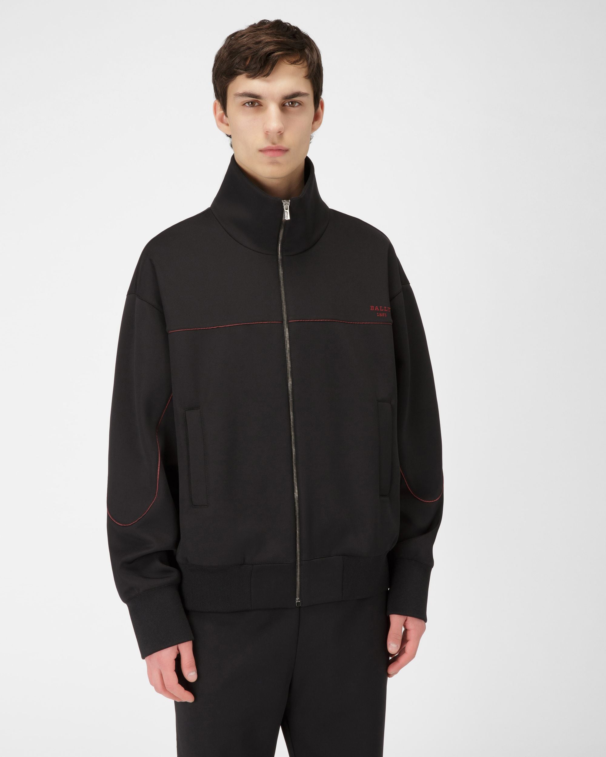 Polyester Mix Sweatshirt In Black - Men's - Bally - 01