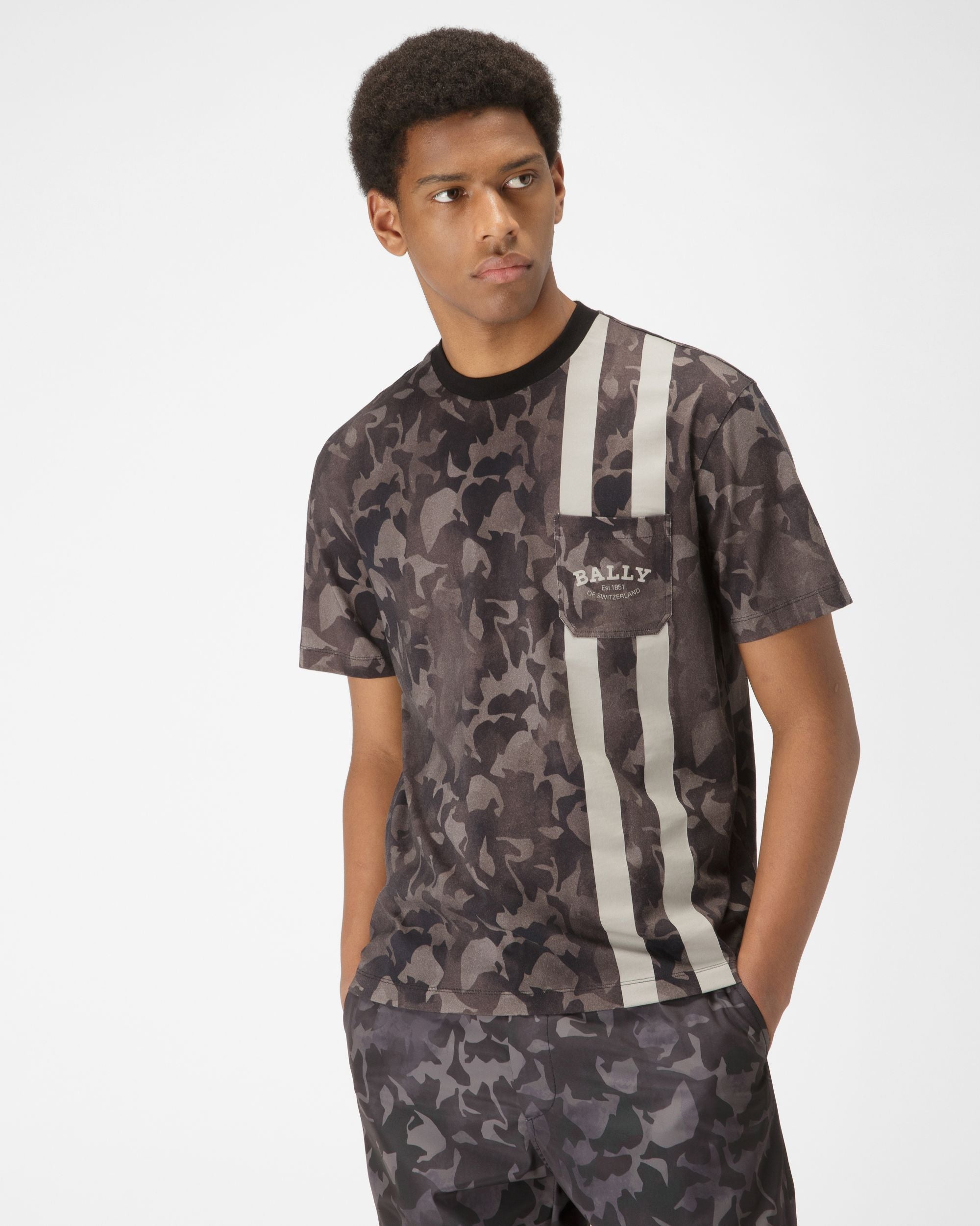 Organic Cotton T-Shirt In Black - Men's - Bally - 01