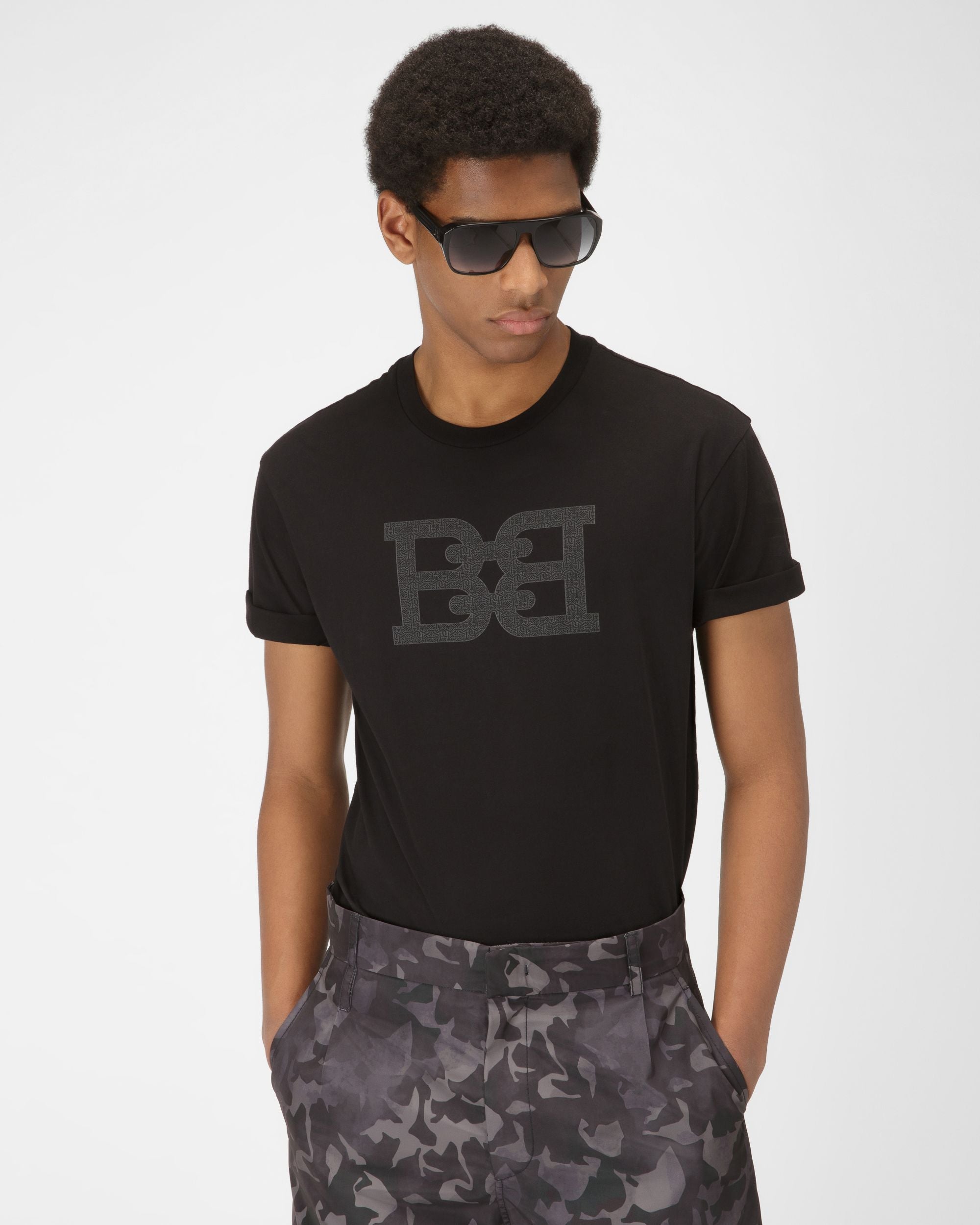 Camiseta De Algodón Ecológico Negro - Hombre - Bally - 01