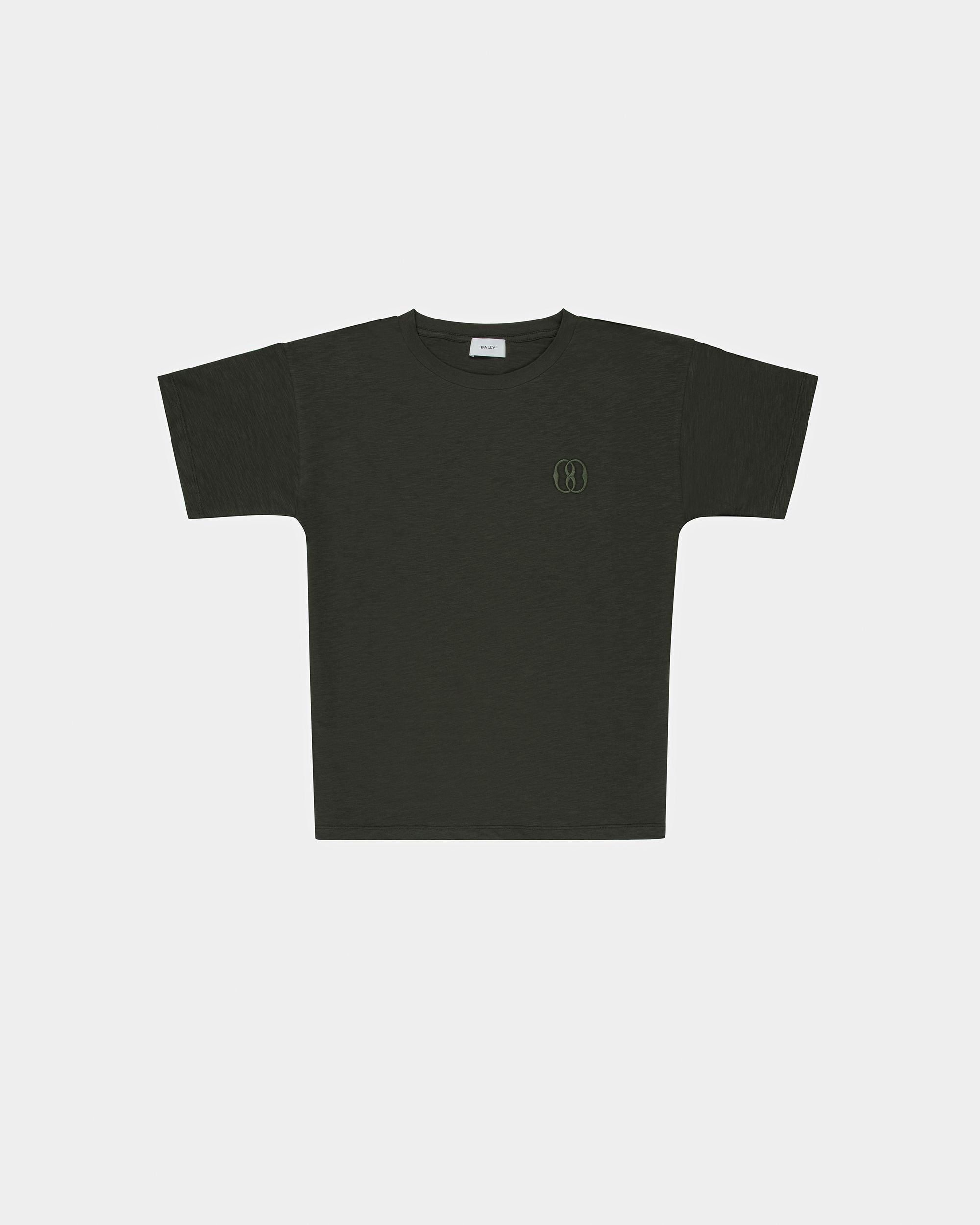 Camiseta De Algodón Bordada En Gris - Hombre - Bally - 01