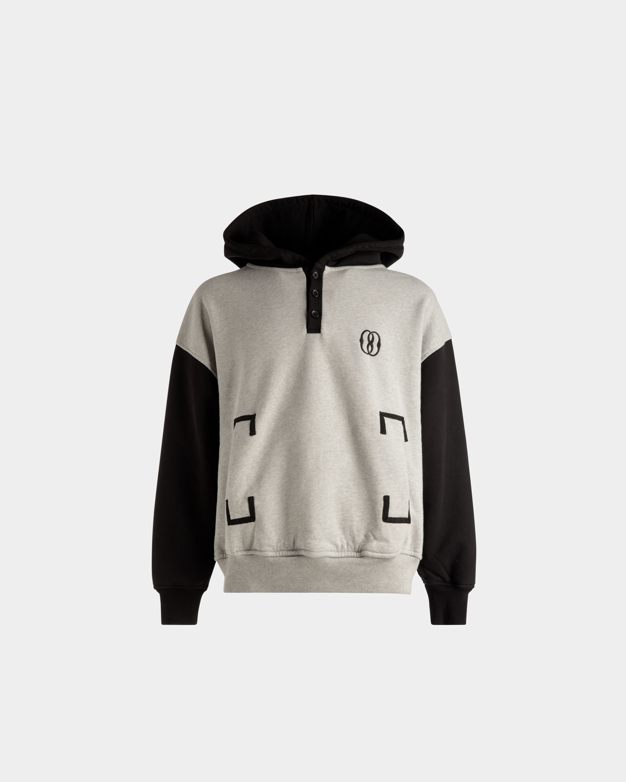 Sudadera De Algodón Bicolor Con Capucha En Gris Y Negro - Hombre - Bally - 01