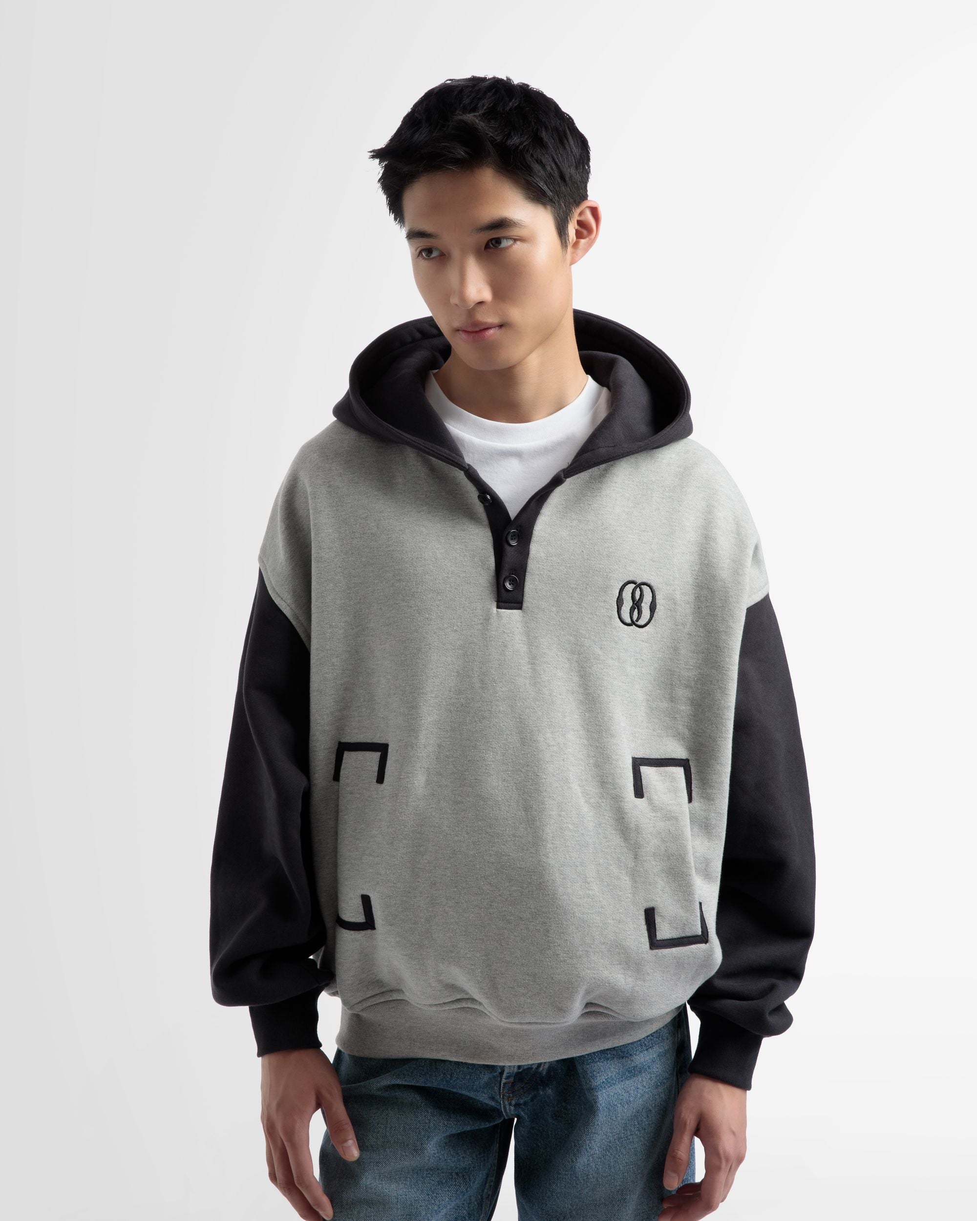 Sudadera De Algodón Bicolor Con Capucha En Gris Y Negro - Hombre - Bally - 03