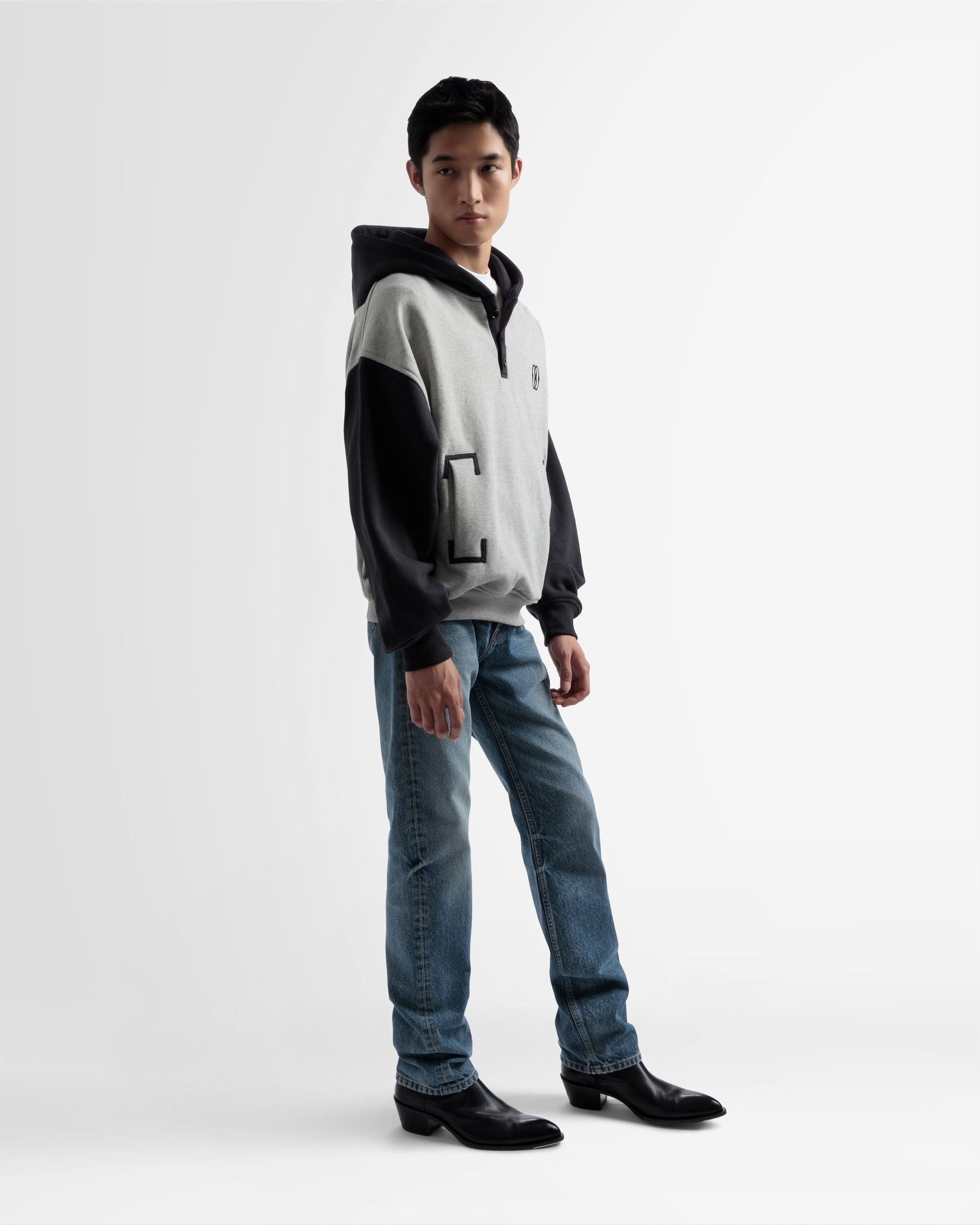 Sudadera De Algodón Bicolor Con Capucha En Gris Y Negro - Hombre - Bally - 05