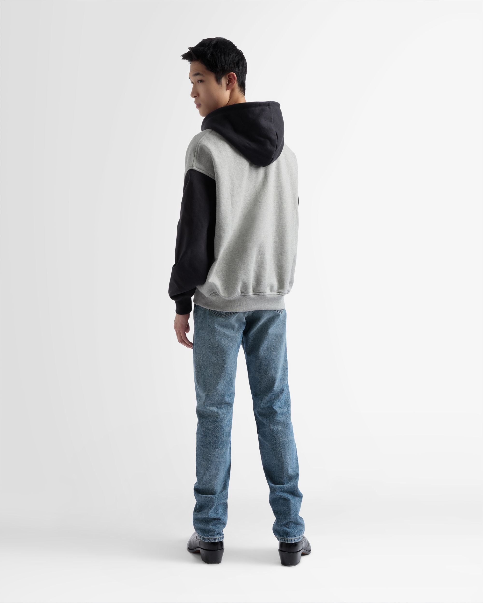 Sudadera De Algodón Bicolor Con Capucha En Gris Y Negro - Hombre - Bally - 06
