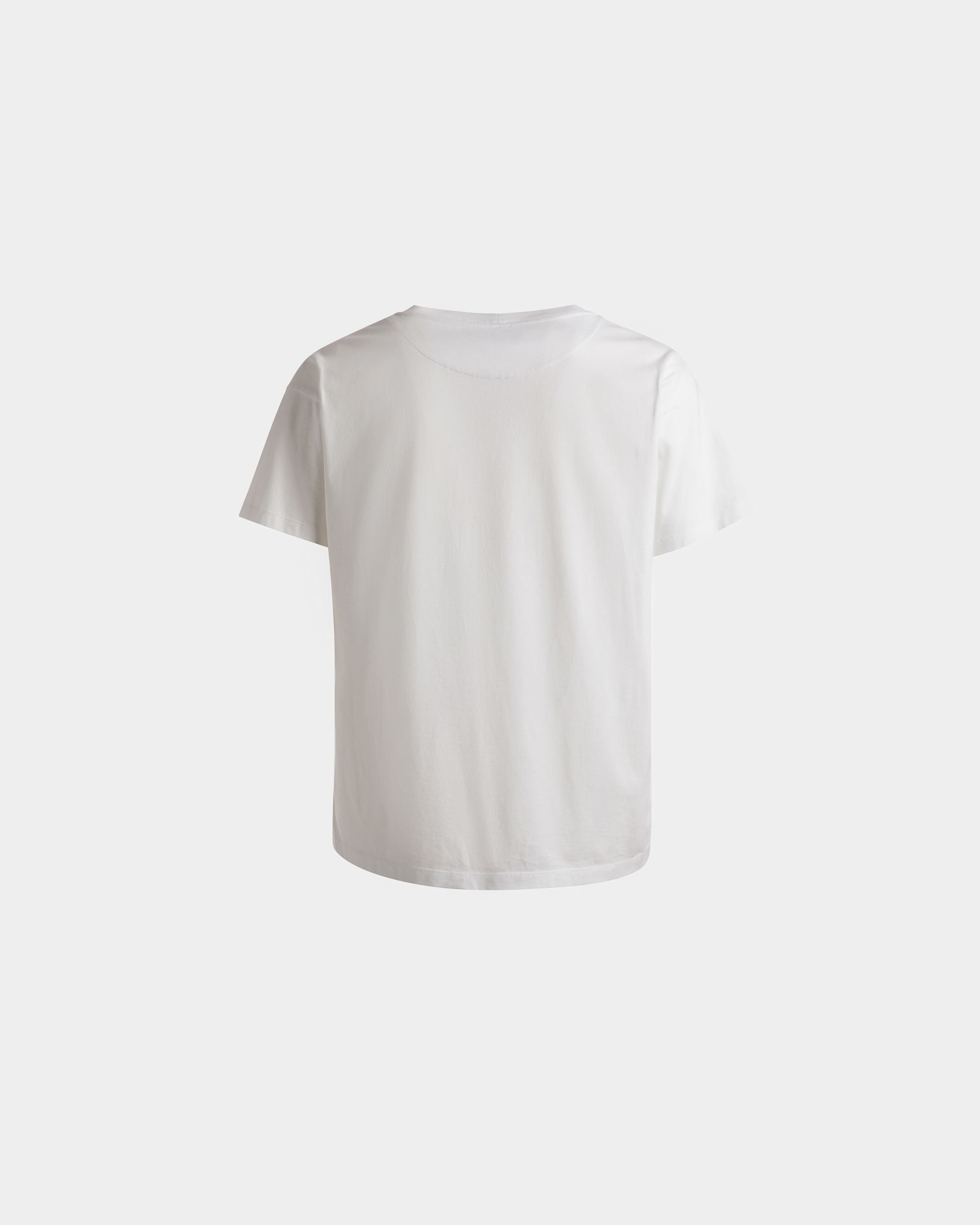 Emblem Embroidered T-Shirt In White Cotton - Men's - Bally - 02