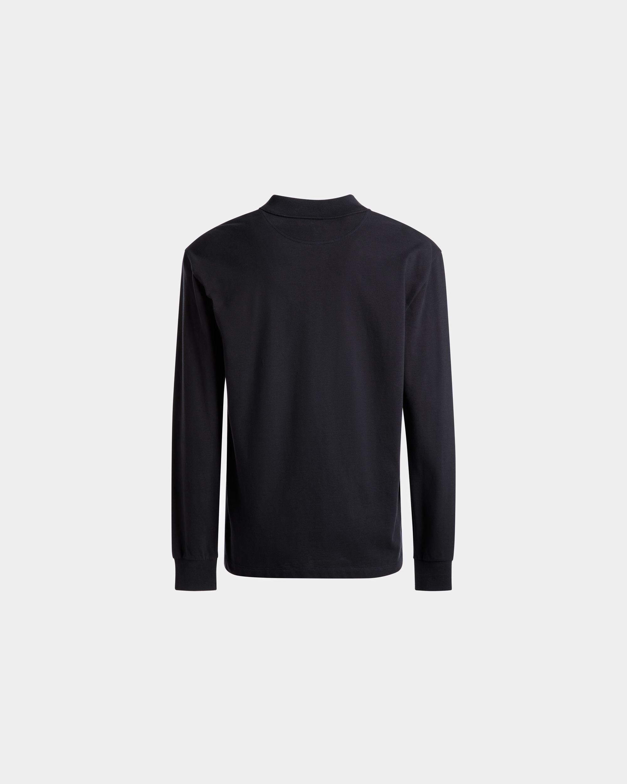Long Sleeve Polo In Midnight Cotton - Men's - Bally - 03