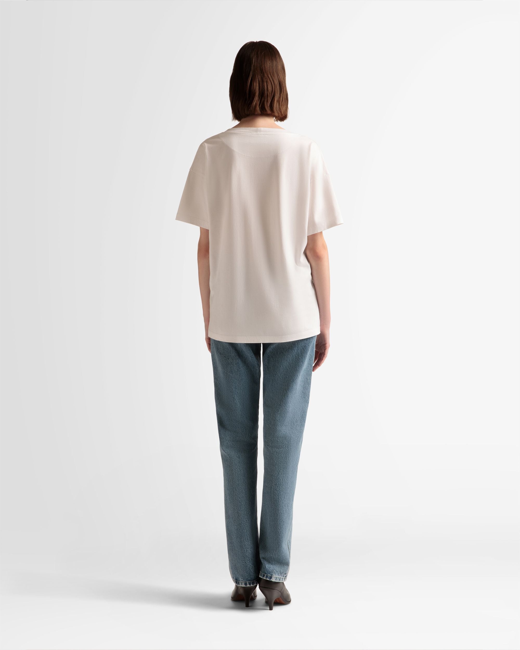 Train Print T-Shirt In White Cotton - Men's - Bally - 06