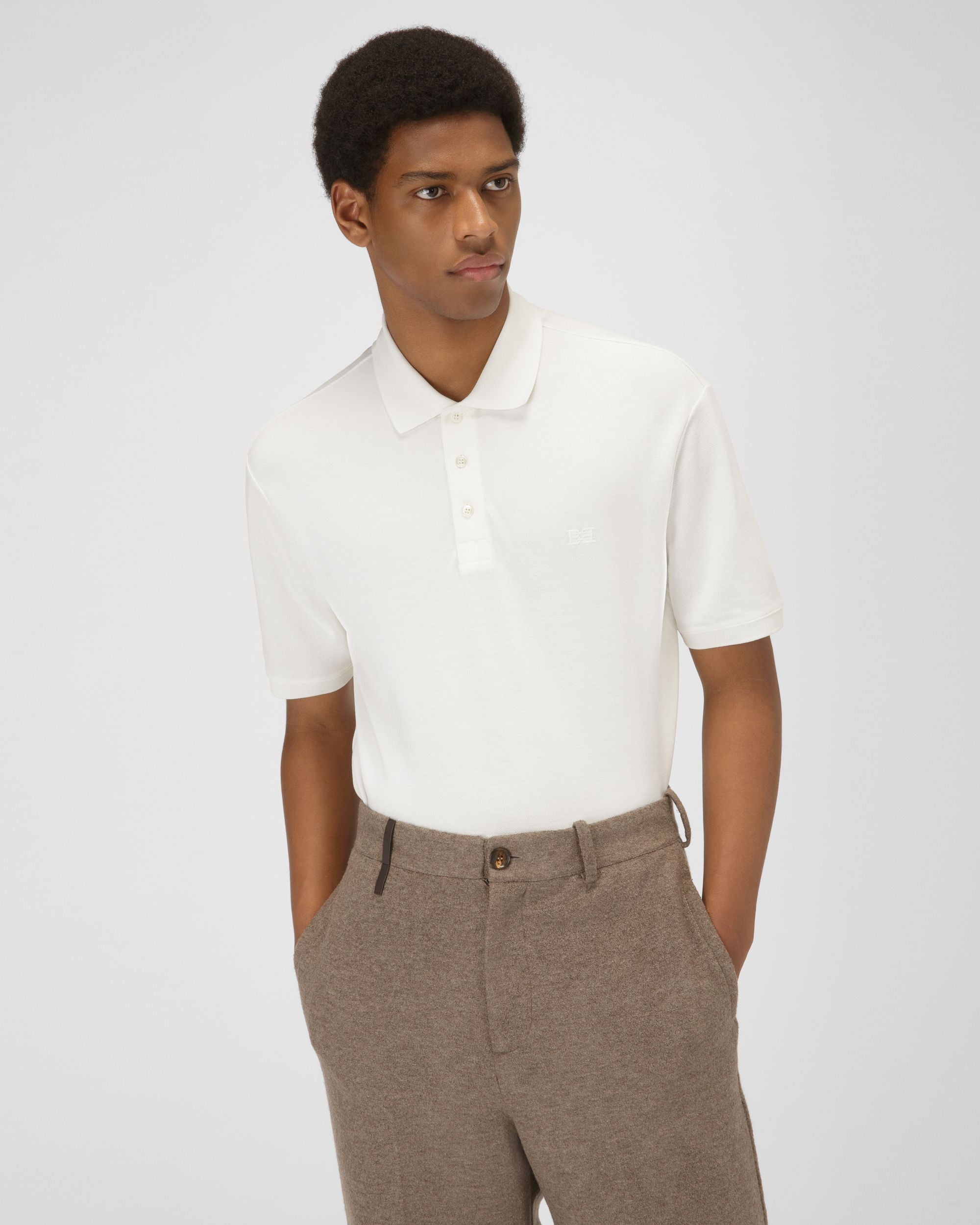 Polo B-Chain Top En Algodón De Color Crema - Hombre - Bally - 01