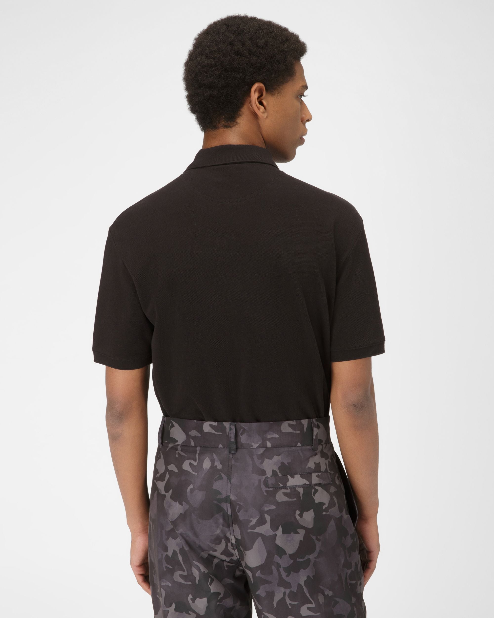 Cotton Polo Shirt In Black - Men's - Bally - 03
