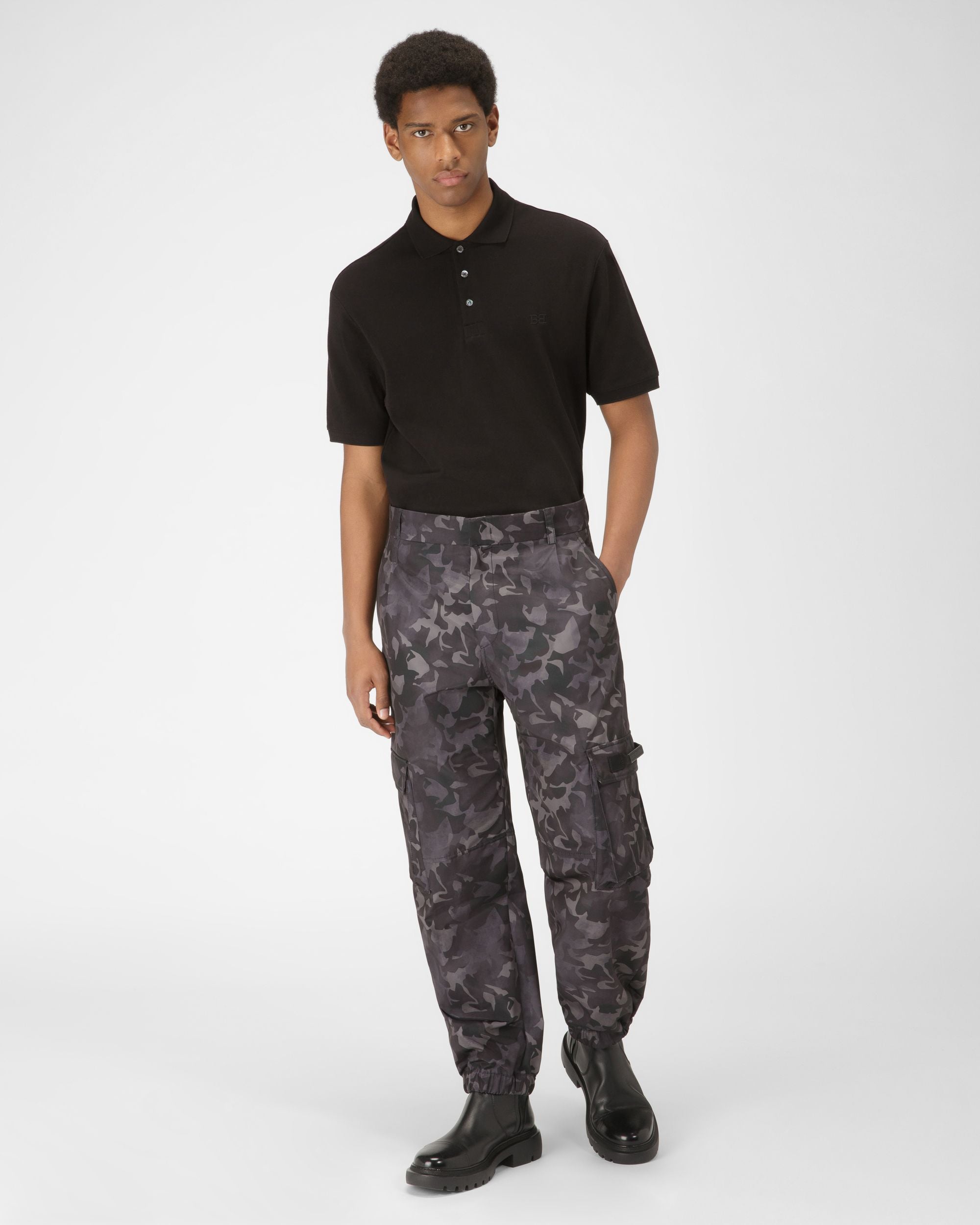 Cotton Polo Shirt In Black - Men's - Bally - 05