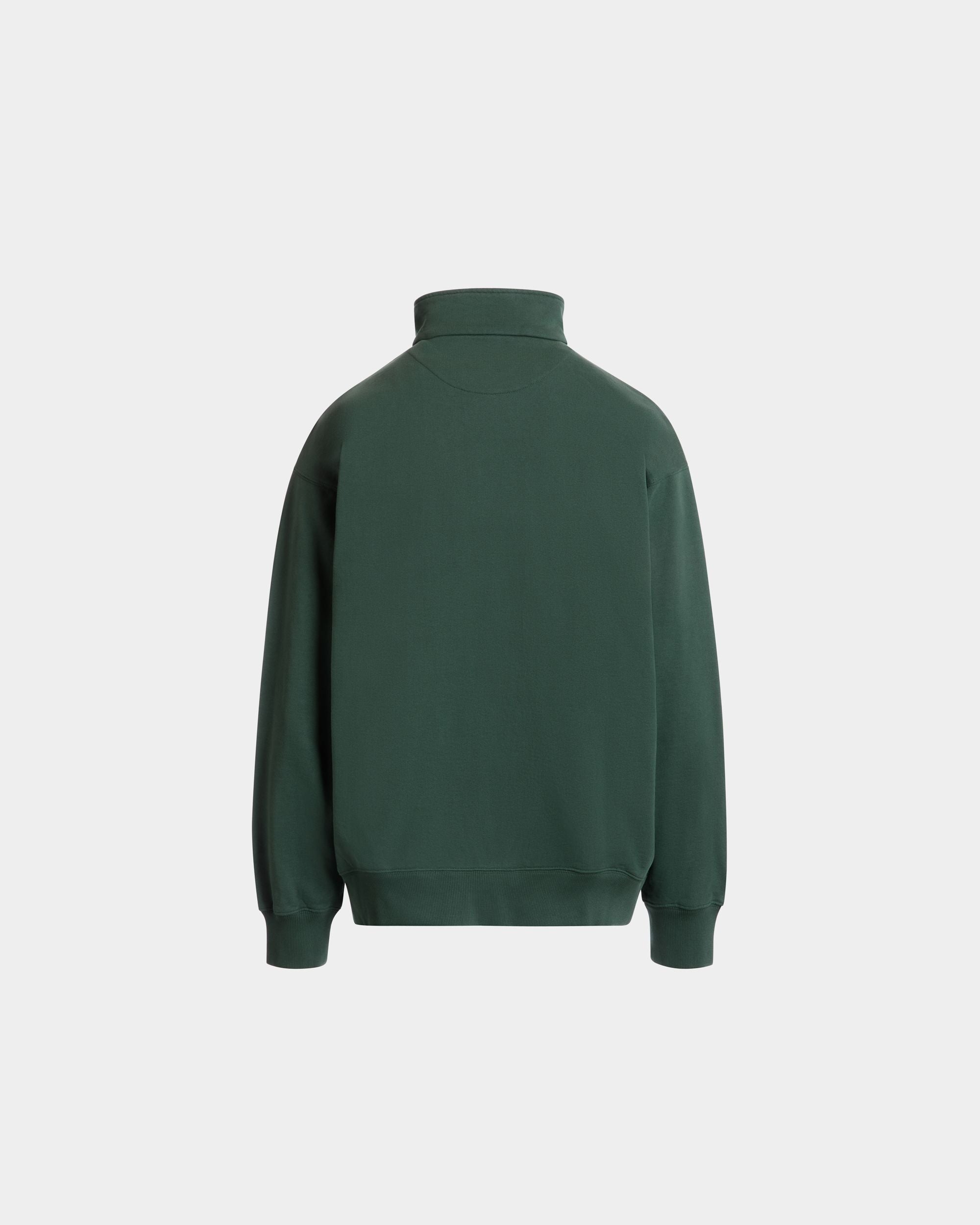 Sudadera De Cuello Alto De Algodón Verde Con Bordado Train - Hombre - Bally - 03