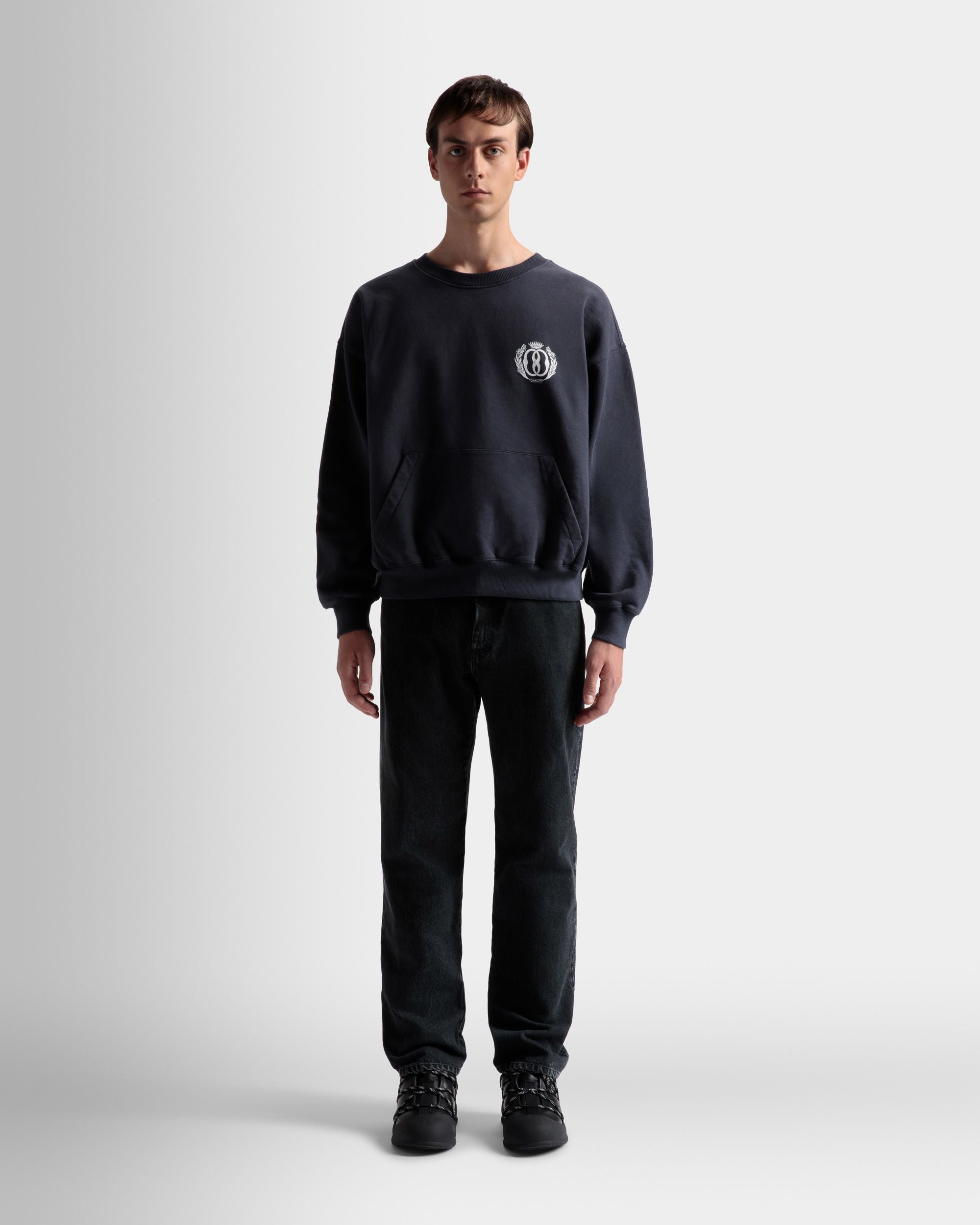Pocket Sweatshirt In Midnight Cotton - Men's - Bally - 02